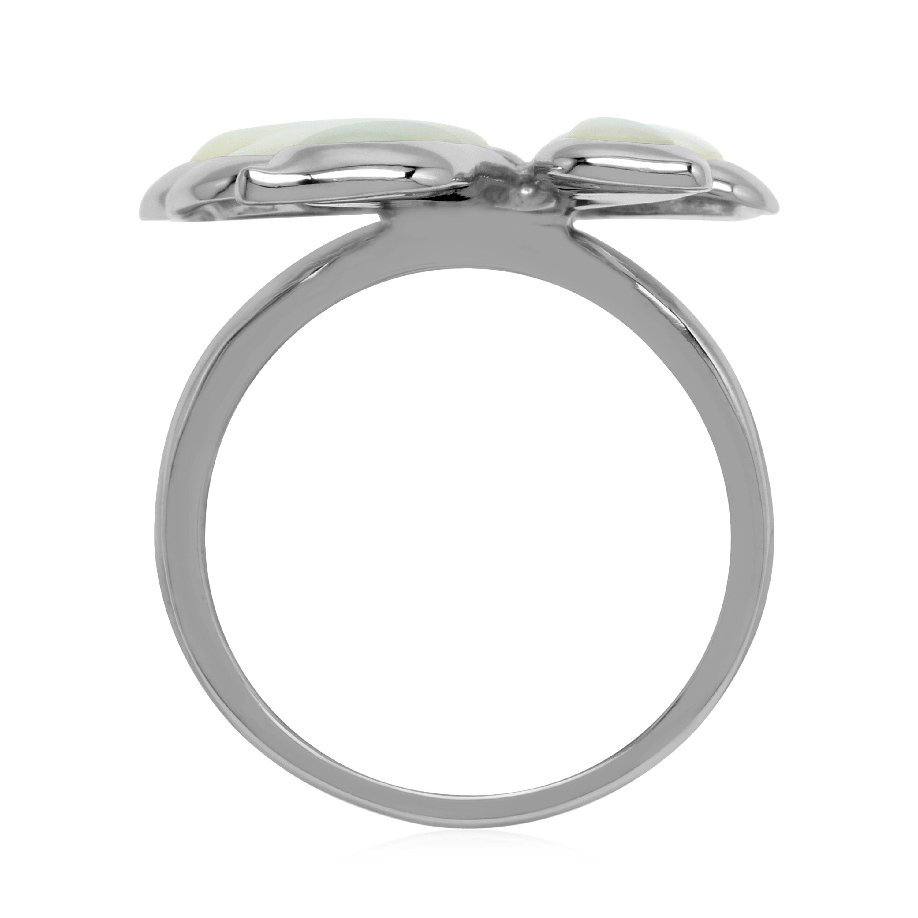 White Mother Of Pearl 925 Sterling Silver Asymmetrical Butterfly Ring Jewelry for Women - Silvershake-store