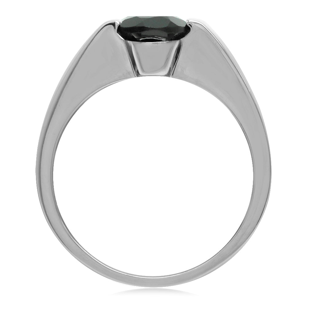 2.1 Ct 9X7mm Black Spinel 925 Sterling Silver Classic Solitaire Gemstone Engagement Ring Jewelry for Women - Silvershake-store