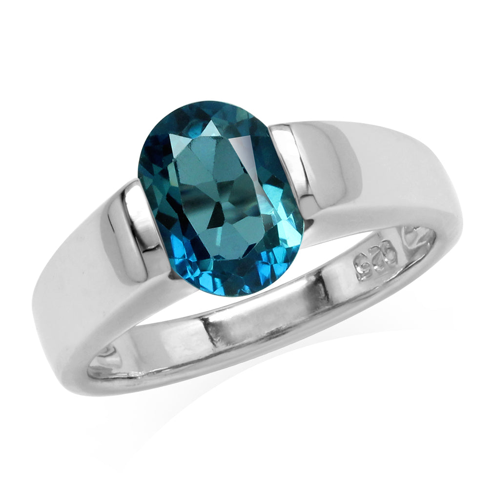 2.2 Ct London Blue Topaz 925 Sterling Silver Classic Solitaire Birthstone Gemstone Engagement Ring Jewelry for Women - Silvershake-store