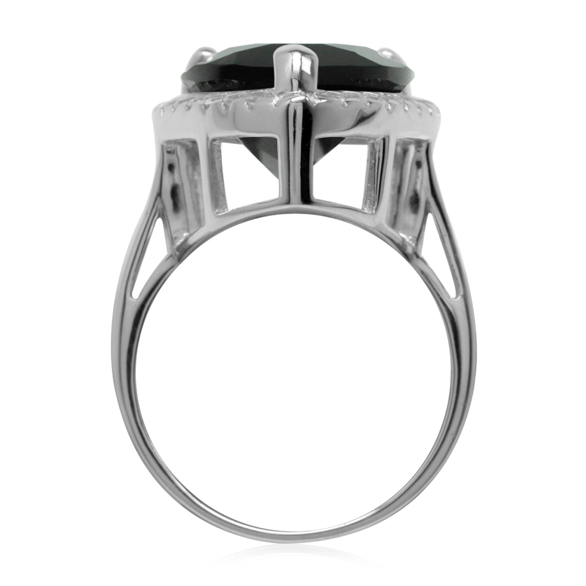 HUGE 18x13MM Pear Shape Natural Black Onyx 925 Sterling Silver Cocktail Right Hand Ring Jewelry for Women
