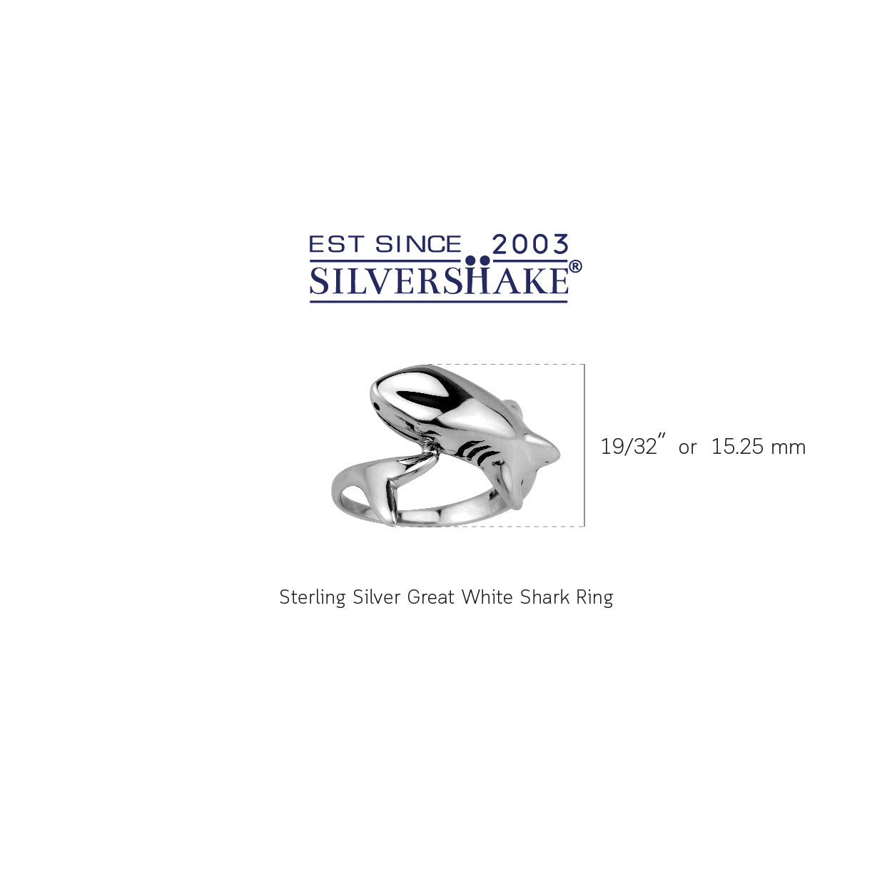 Great White Shark 925 Sterling Silver Ring Jewelry for Divers Men Women Unisex - Silvershake-store