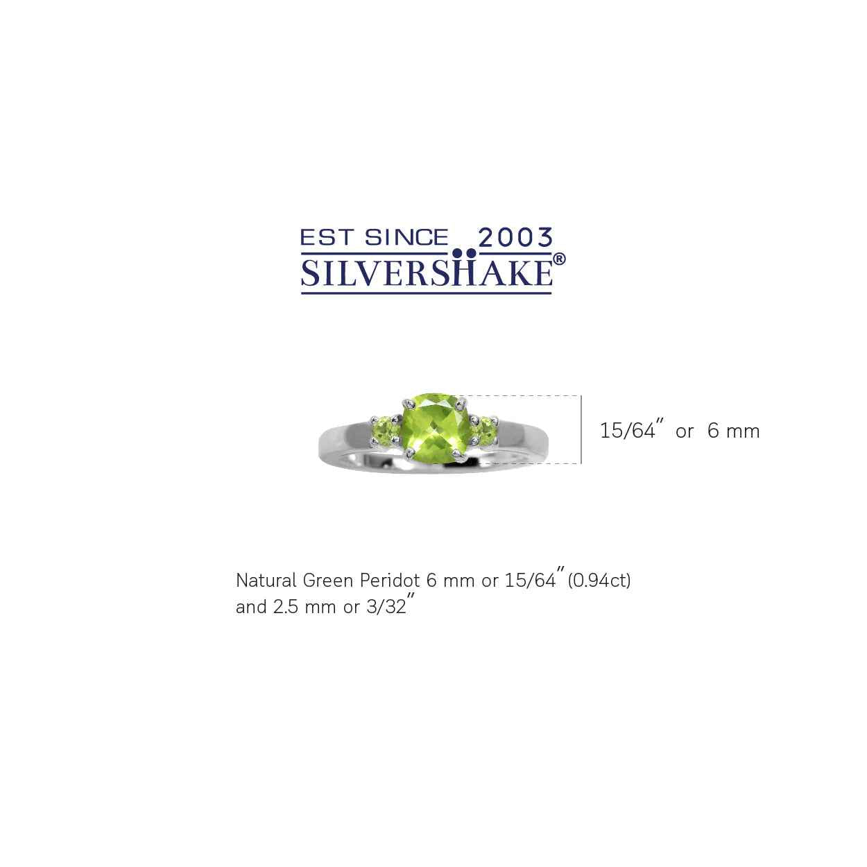 Natural 6 mm Cushion Green Peridot 925 Sterling Silver Engagement Promise Birthstone Ring