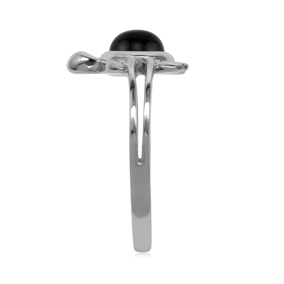 6MM Natural Round Shape Black Onyx 925 Sterling Silver Turtle Sea Life Fashion Casual Solitaire Ring - Silvershake-store