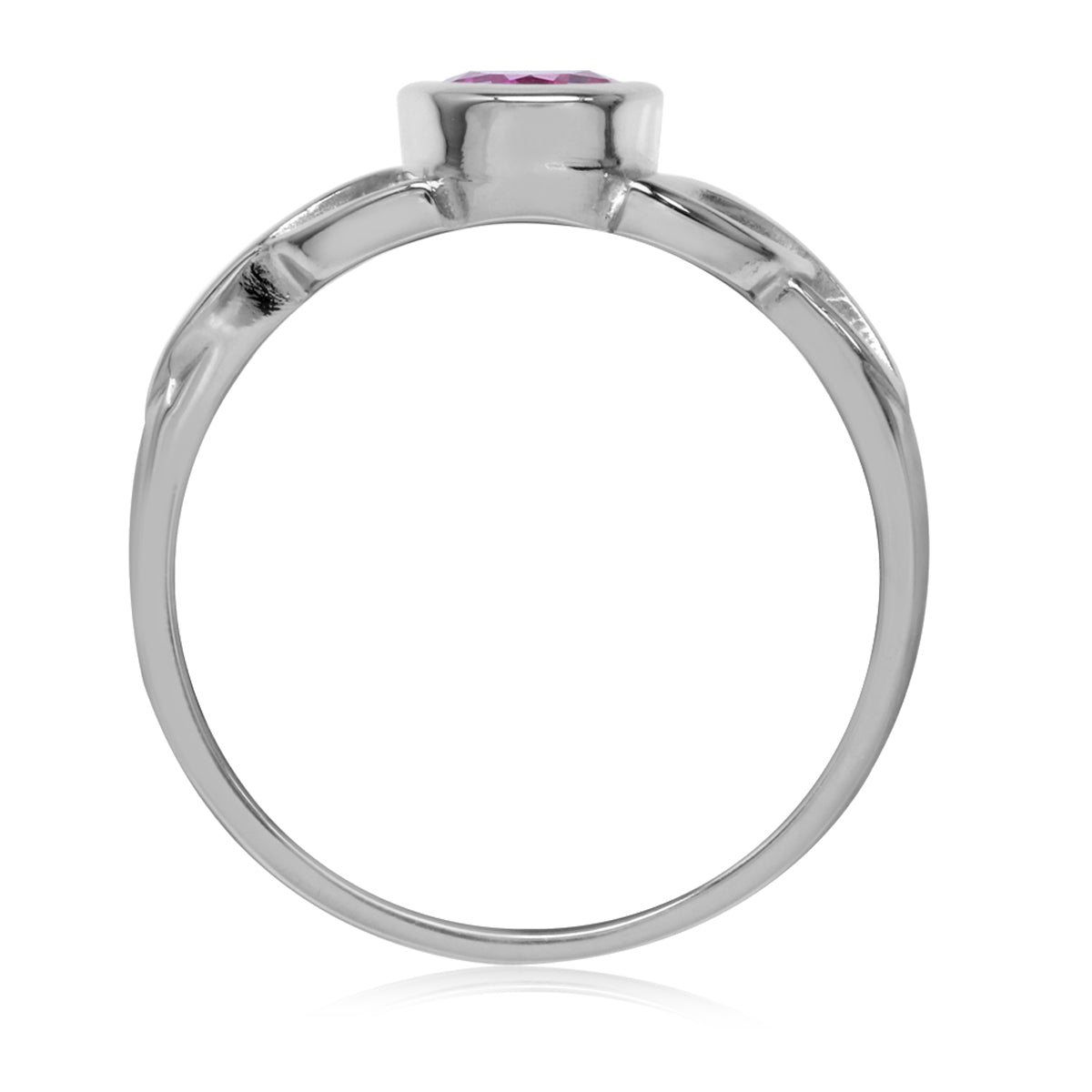 Created Pink Tourmaline White Gold Plated 925 Sterling Silver Triquetra Celtic Knot Ring - Silvershake-store