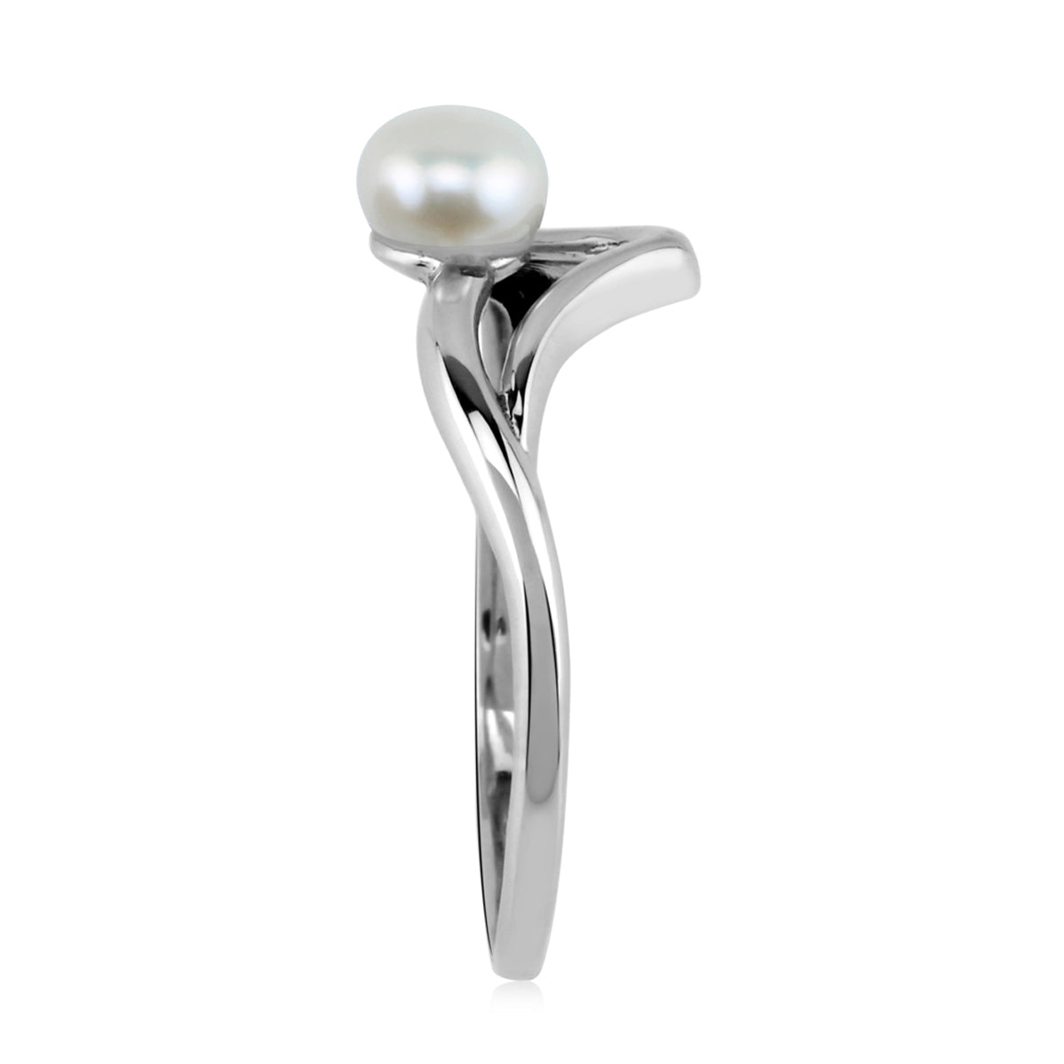 White Cultured Freshwater Pearl 925 Sterling Silver Minimalist Solitaire Ring - Silvershake-store