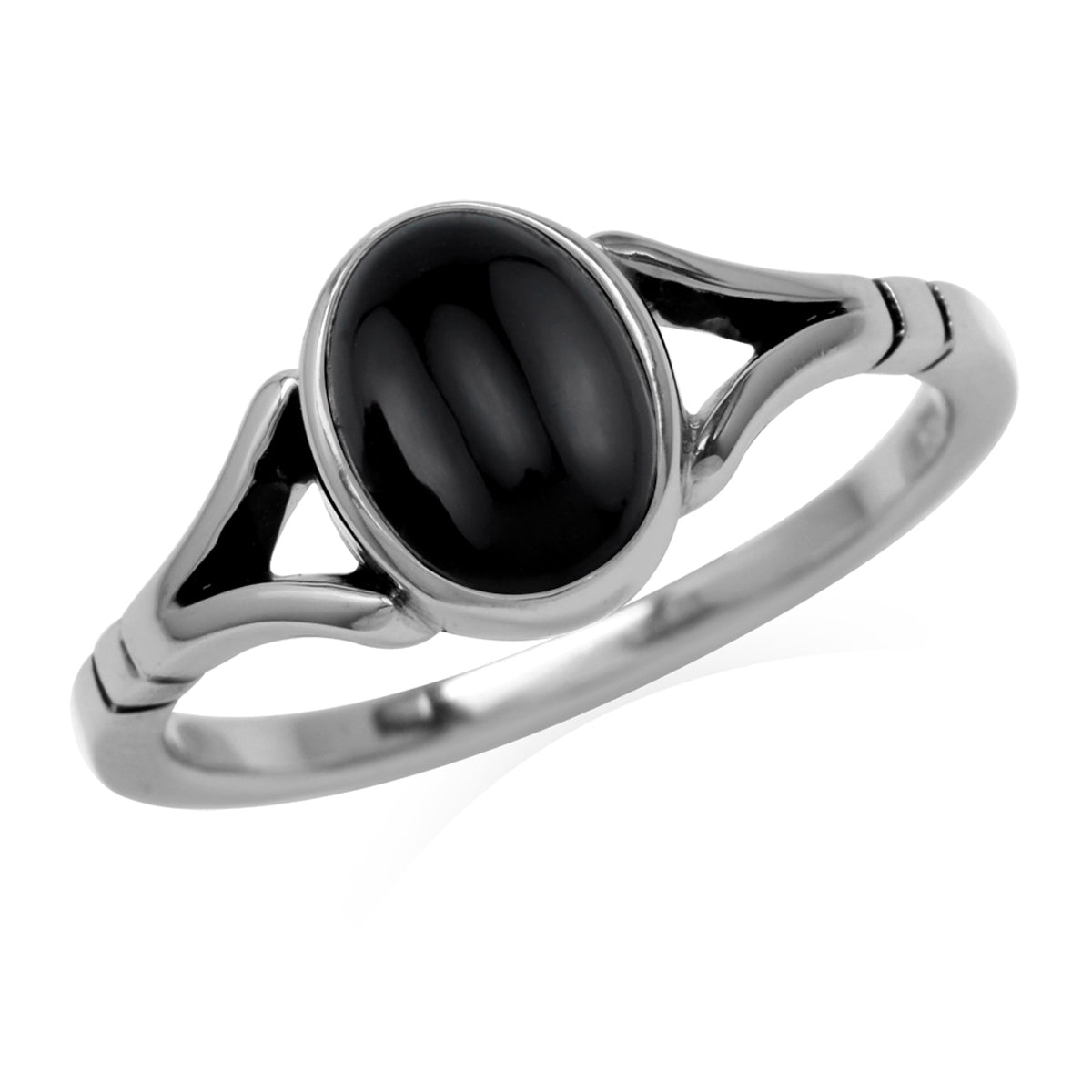8X6mm Natural Black Onyx 925 Sterling Silver Solitaire Casual Gemstone Ring - Silvershake-store