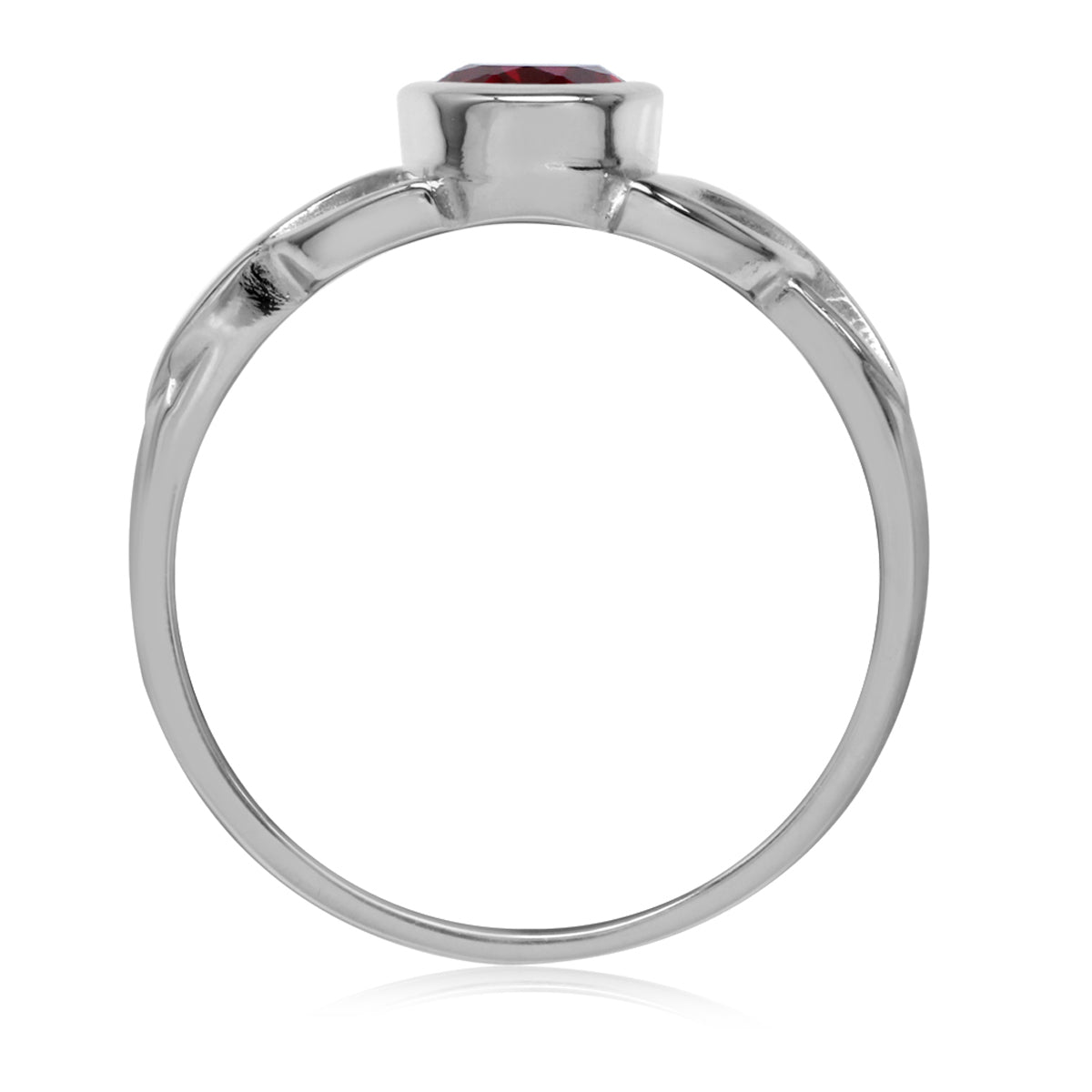 Simulated Red Ruby White Gold Plated 925 Sterling Silver Triquetra Celtic Knot Ring July Gemstone Birthstone - Silvershake-store