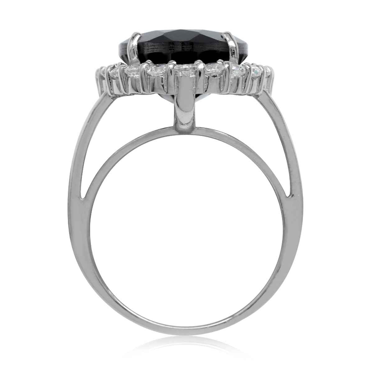 14 ct 18X13mm Natural Black Onyx 925 Sterling Silver Cocktail Anniversary Ring