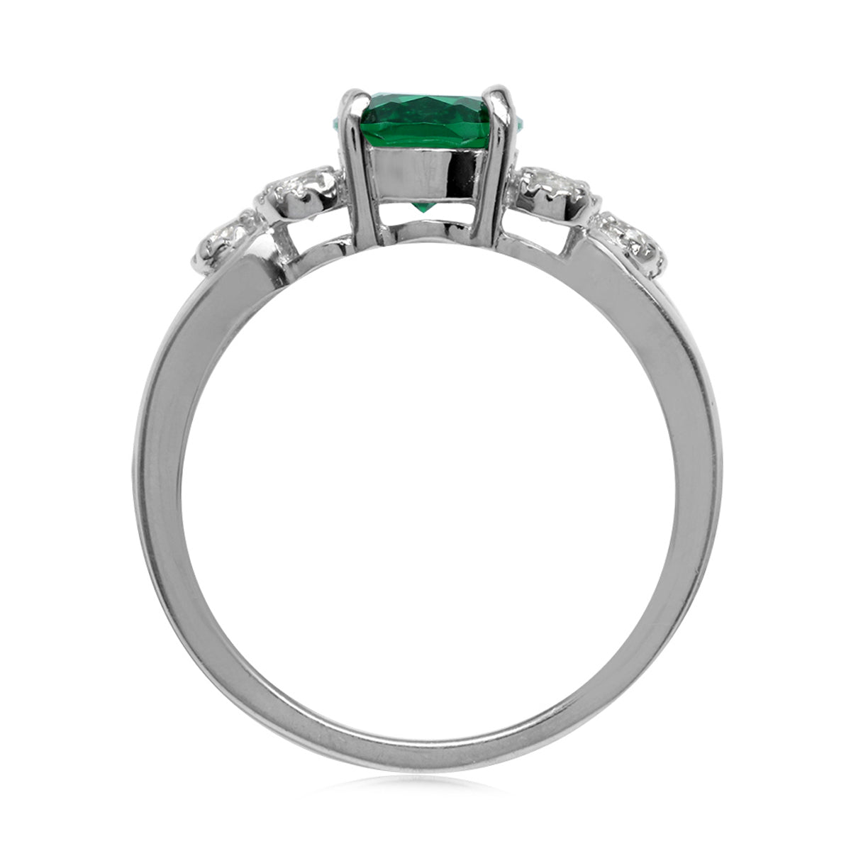 1.5 ct 9X7mm Nano Green Emerald 925 Sterling Silver Engagement Aniversary Ring May Birthstone Gemstone - Silvershake-store