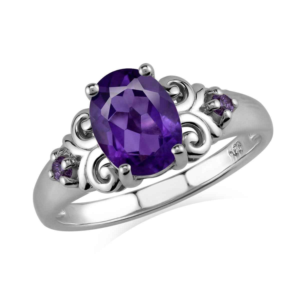 Genuine 1.7 CTW African Purple Amethyst 9X7mm 925 Sterling Silver Victorian Style Engagement Ring February Birthstone Gemstone