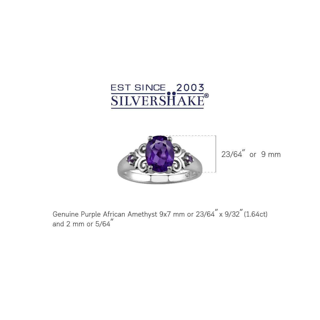 Genuine 1.7 CTW African Purple Amethyst 9X7mm 925 Sterling Silver Victorian Style Engagement Ring February Birthstone Gemstone
