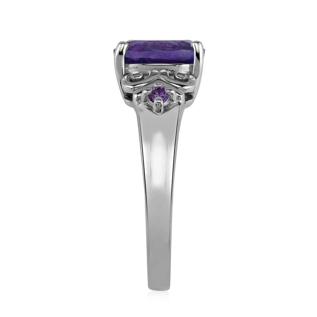 Genuine 1.7 CTW African Purple Amethyst 9X7mm 925 Sterling Silver Victorian Style Engagement Ring February Birthstone Gemstone