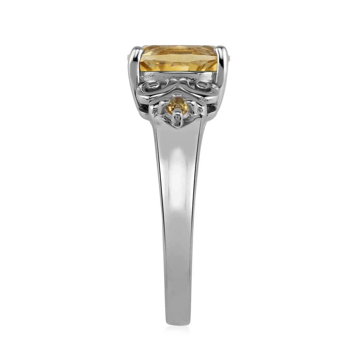 Genuine 1.92 CTW Yellow Citrine 9X7mm 925 Sterling Silver Victorian Style Engagement Ring