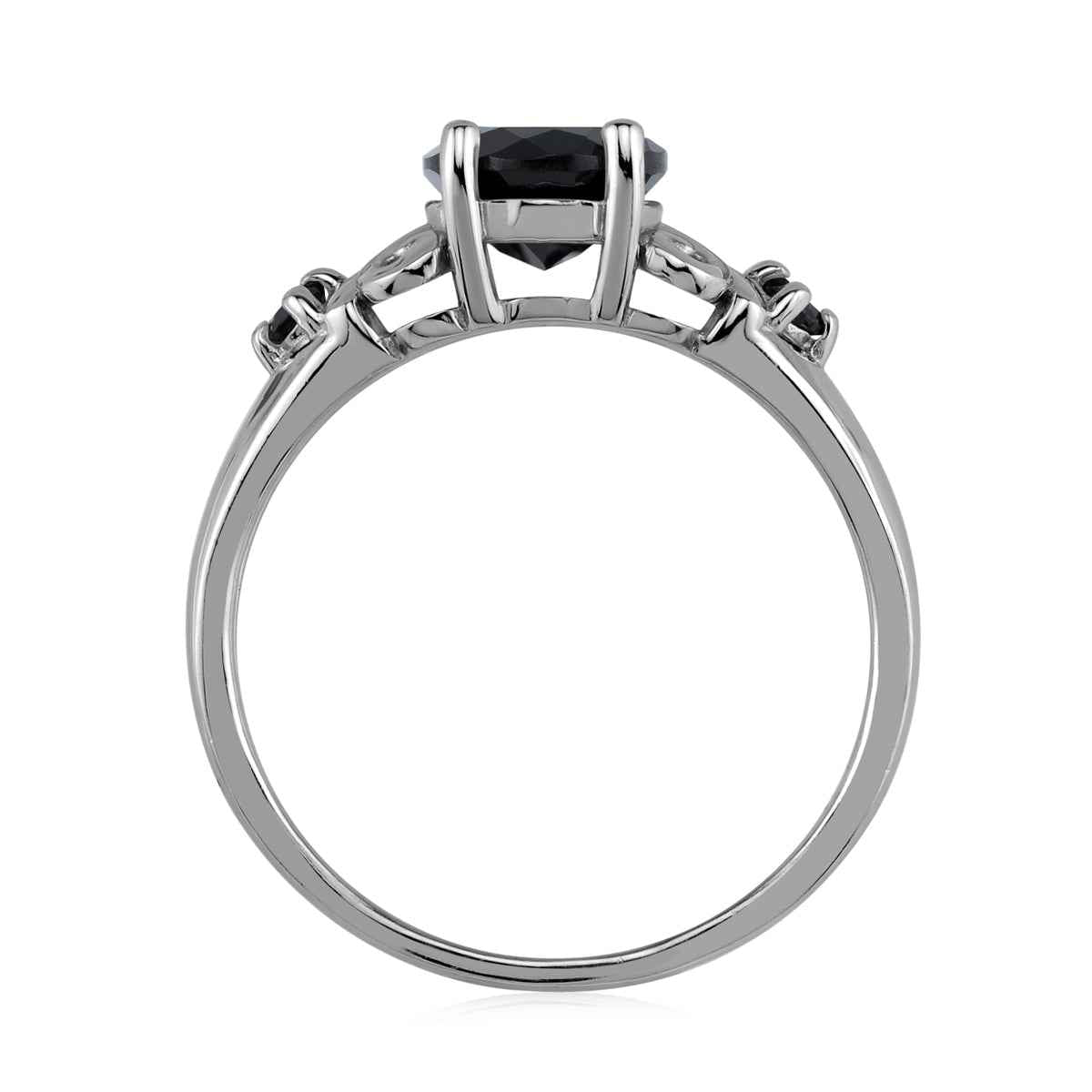 Natural 1.92 CTW Black Onyx 9X7mm 925 Sterling Silver Victorian Style Gemstone Engagement Ring