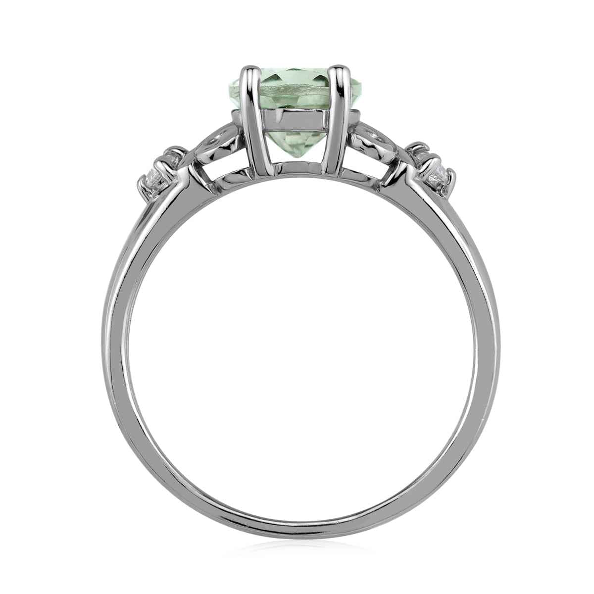 Genuine 1.67 CTW 9X7mm Green Amethyst and White Topaz 925 Sterling Silver Victorian Style Gemstone Engagement Ring