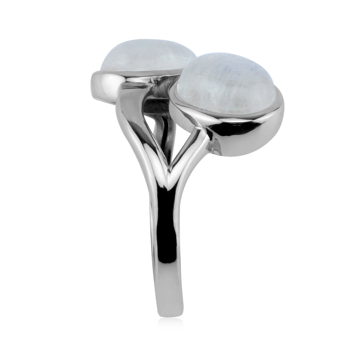 Natural Rainbow Moonstone 9X7mm 925 Sterling Silver Casual Cabochon Ring silvershake