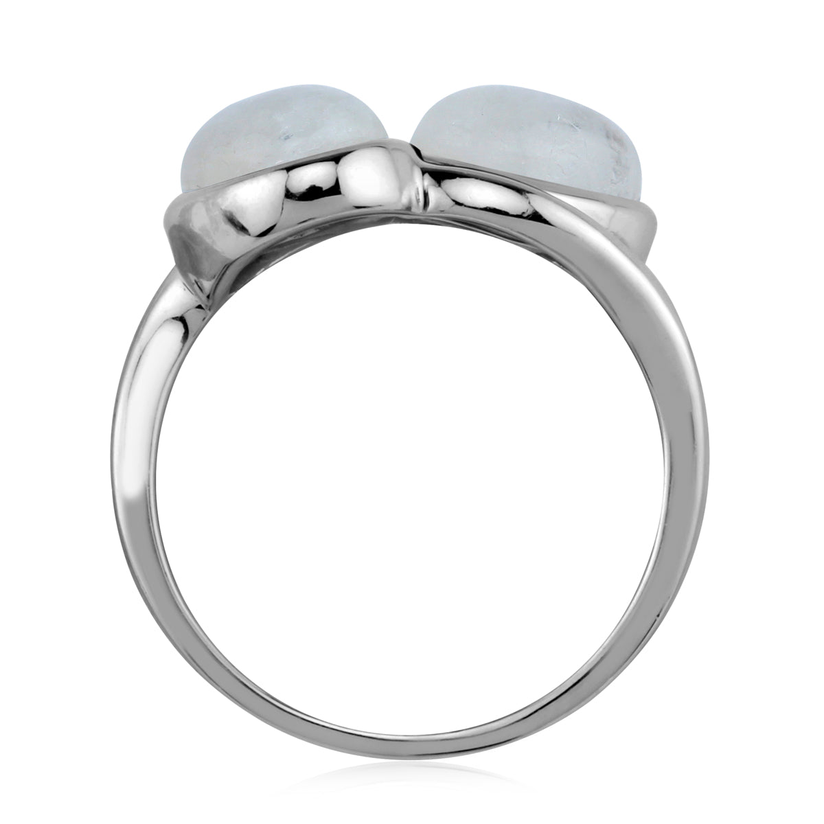 Natural Rainbow Moonstone 9X7mm 925 Sterling Silver Casual Cabochon Ring silvershake
