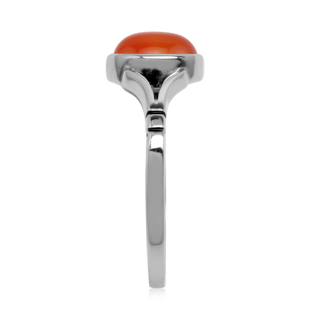 8X6mm Genuine Orange Carnelian 925 Sterling Silver Solitaire Casual Gemstone Ring - Silvershake-store
