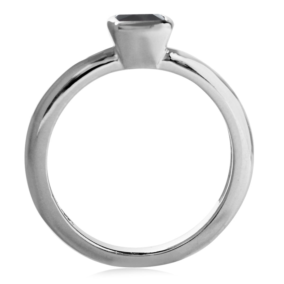 Cushion Cut 5MM Natural Black Onyx White Gold Plated 925 Sterling Silver Stackable Solitaire Gemstone Ring Jewelry for Women - Silvershake-store