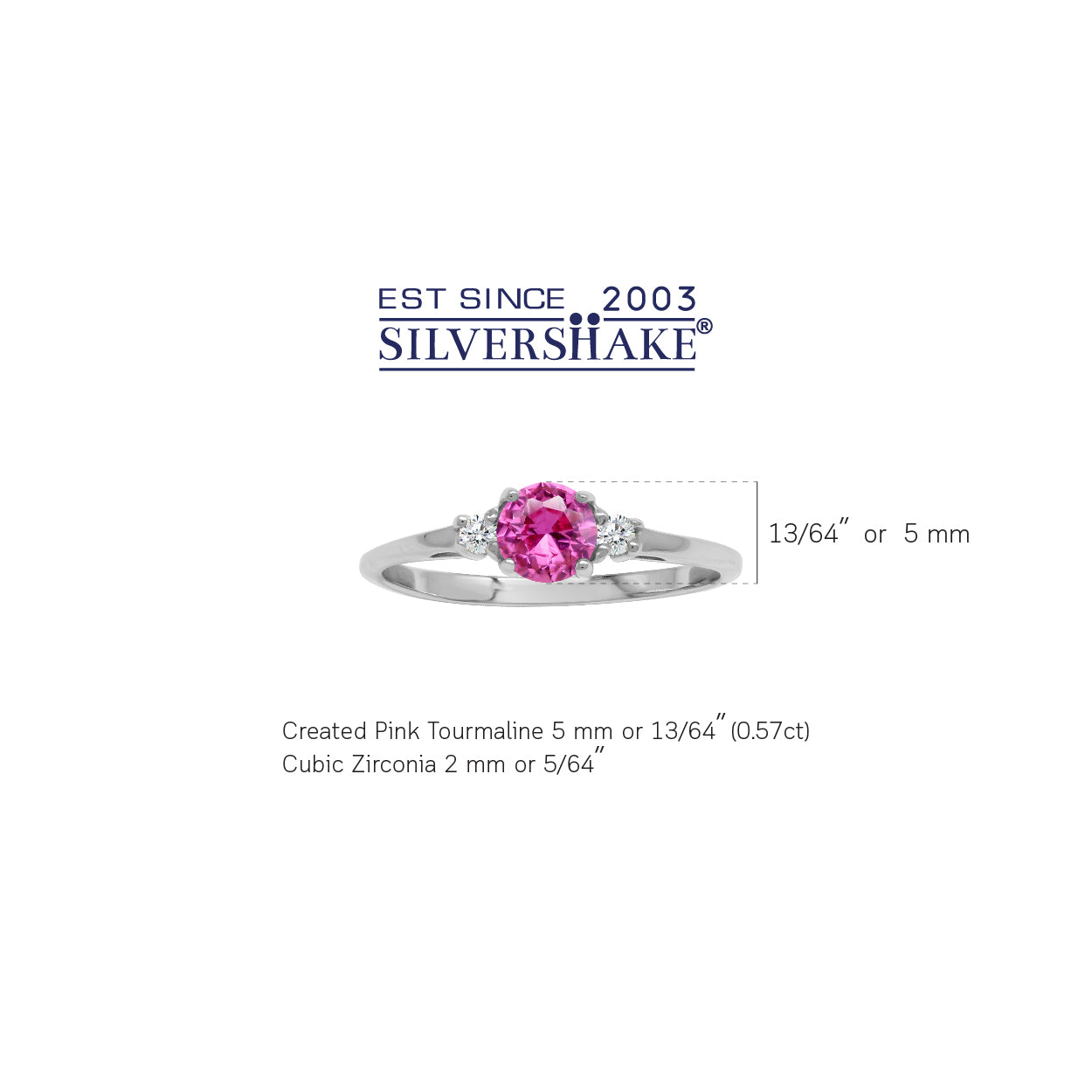 5mm Petite Round Shape Created Pink Tourmaline 925 Sterling Silver Promise Ring - Silvershake-store