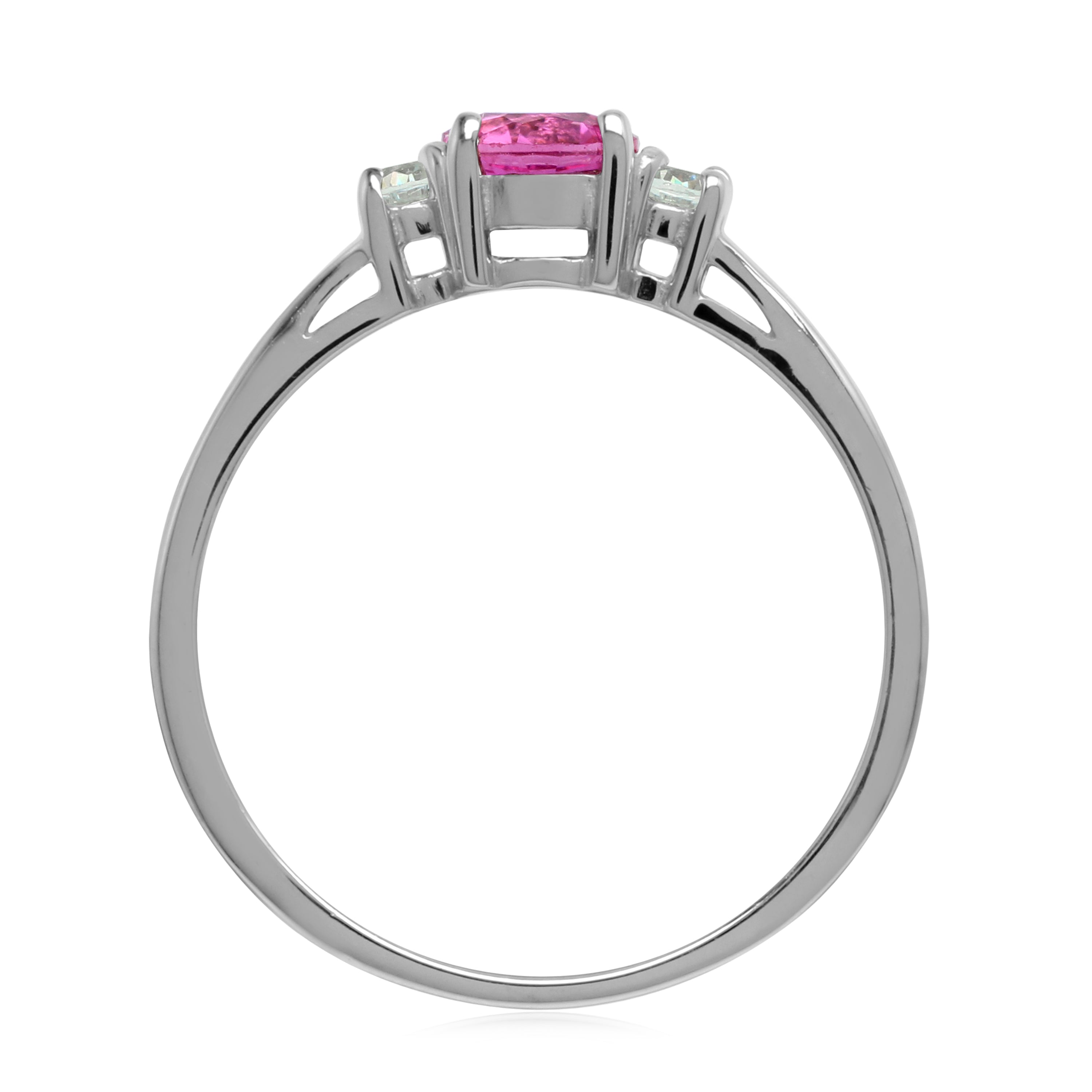 5mm Petite Round Shape Created Pink Tourmaline 925 Sterling Silver Promise Ring - Silvershake-store
