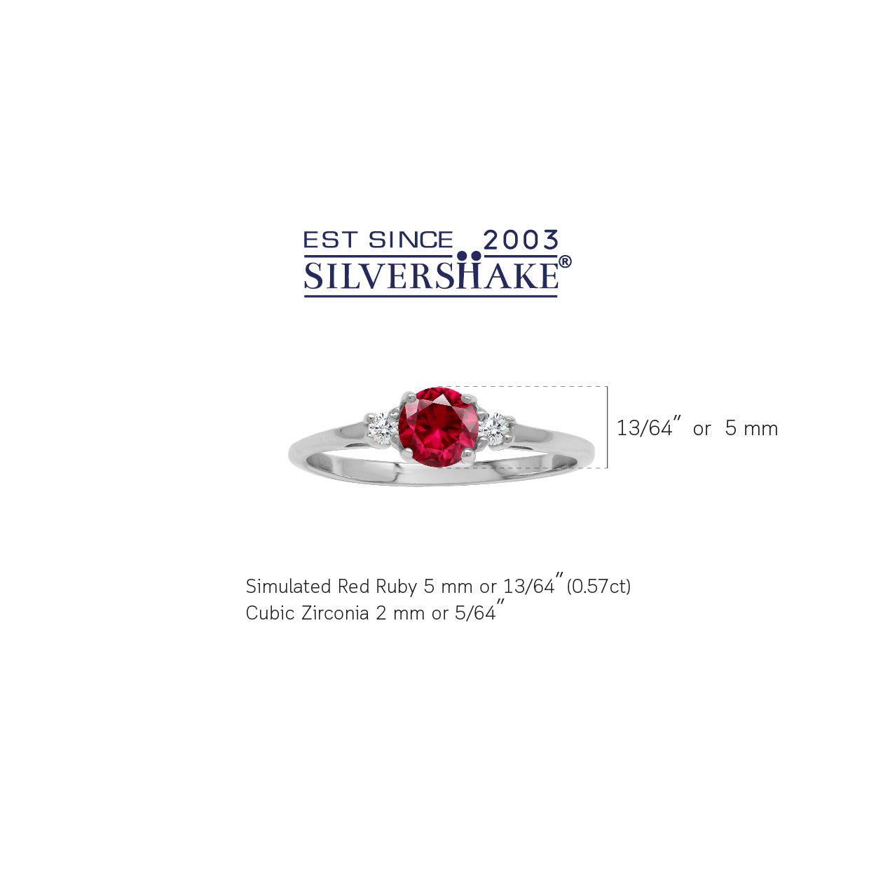 5mm Petite Simulated Round Shape Red Ruby 925 Sterling Silver Promise Ring - Silvershake-store