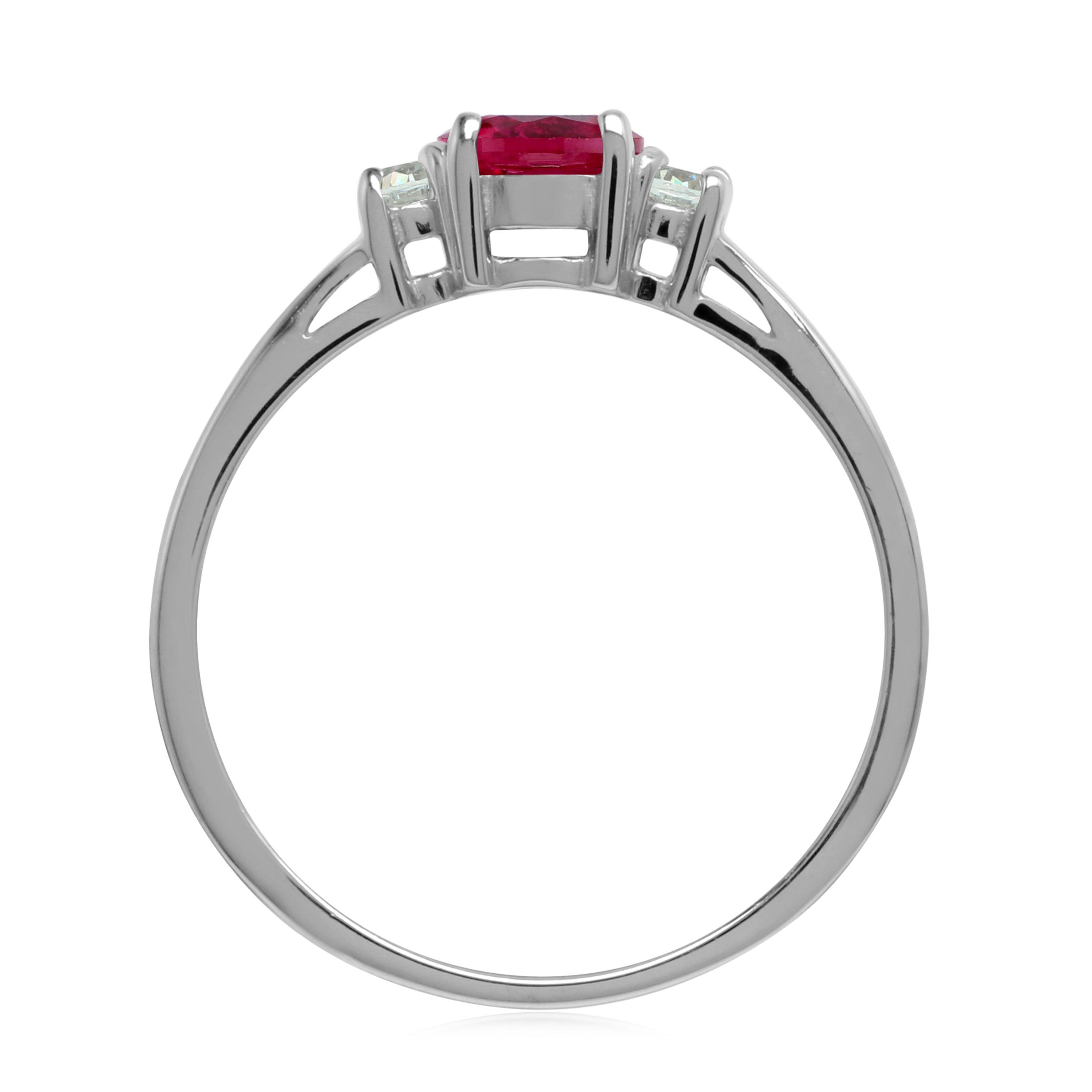 5mm Petite Simulated Round Shape Red Ruby 925 Sterling Silver Promise Ring - Silvershake-store