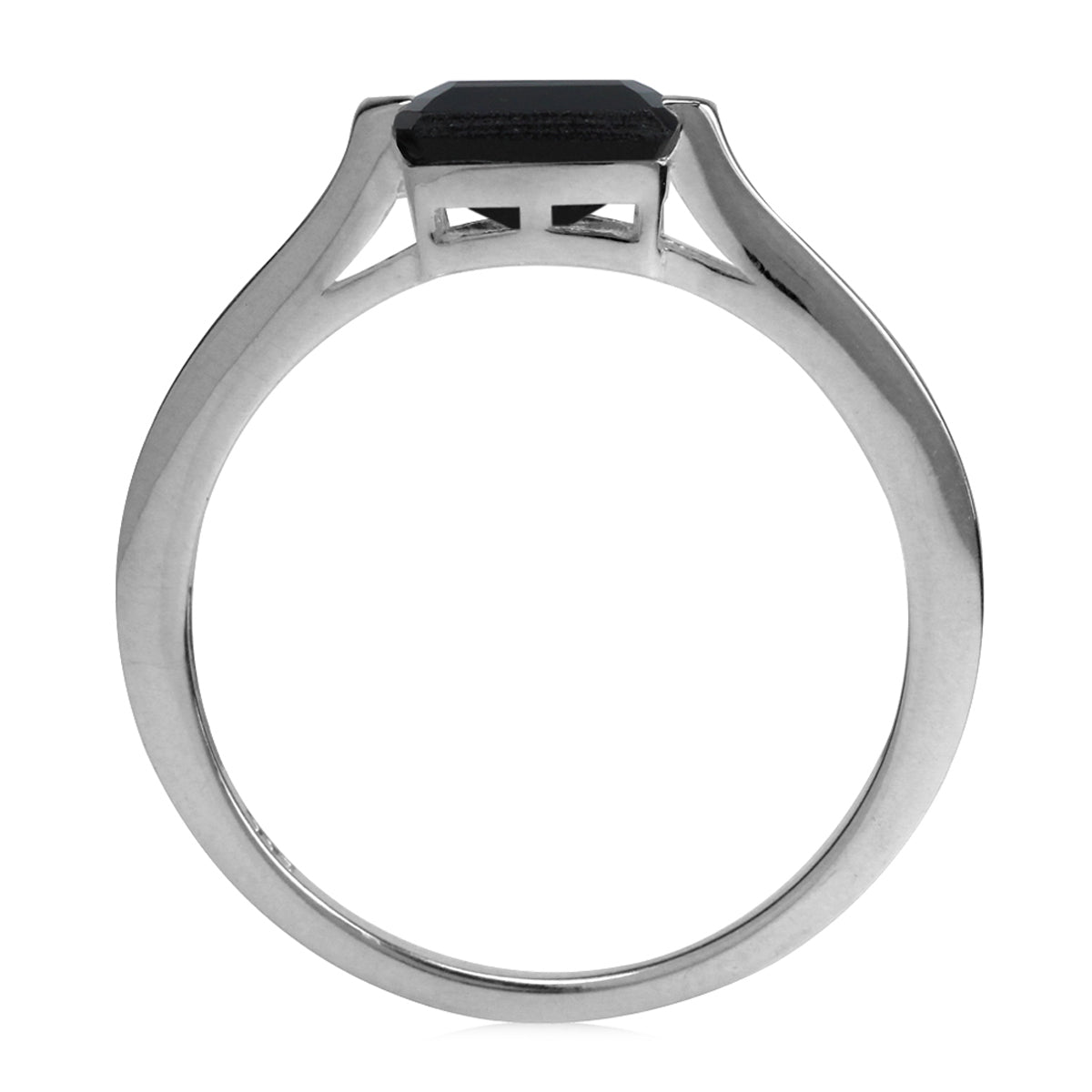 1.51 CTW 7X5mm Natural Octagon Shape Black Onyx White Gold Plated 925 Sterling Silver East-West Solitaire Gemstone Promise Ring Jewelry for Women - Silvershake-store