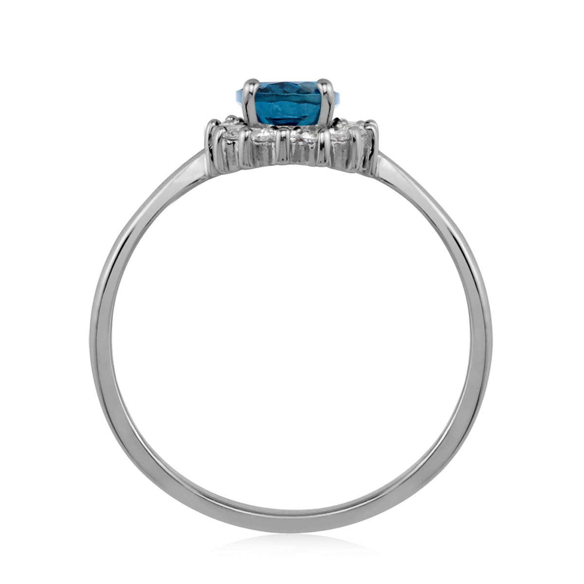 Petite 7X5mm Genuine Oval Shape London Blue Topaz White Gold Plated 925 Sterling Silver Flower Cluster Engagement and Promise Ring December Gemstone Birthstone - Silvershake-store