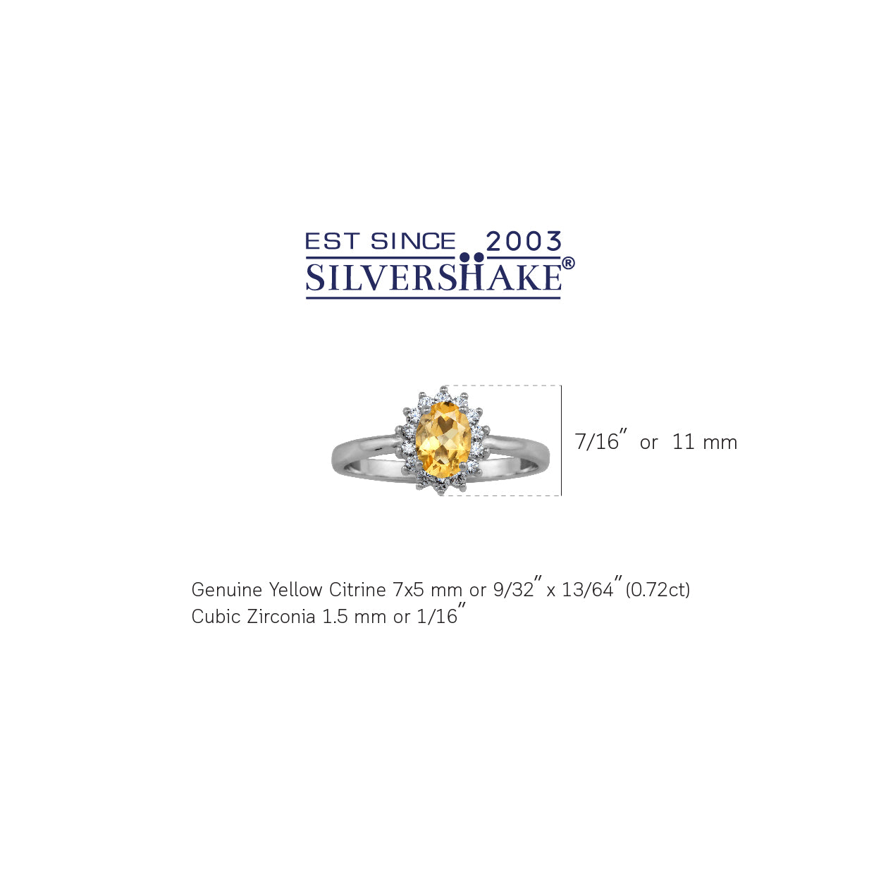 Petite 7X5mm Genuine Oval Shape Yellow Citrine White Gold Plated 925 Sterling Silver Flower Cluster Engagement and Promise Ring November Gemstone Birthstone - Silvershake-store