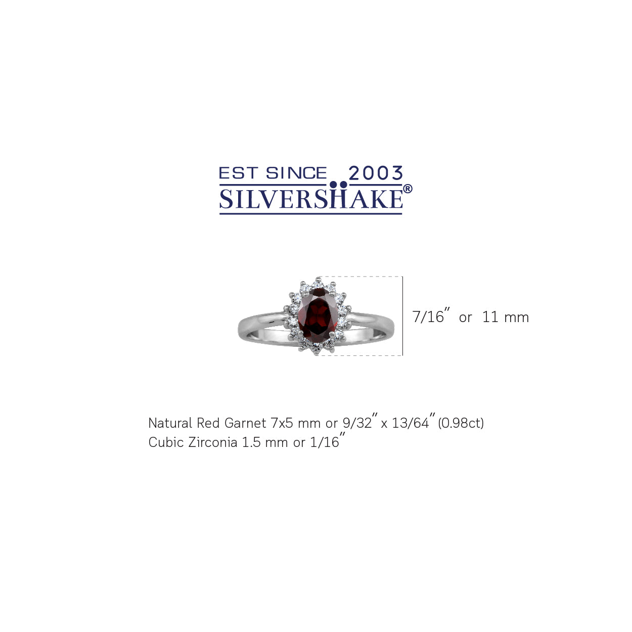 Petite 7X5mm Natural Oval Shape Red Garnet White Gold Plated 925 Sterling Silver Flower Cluster Engagement and Promise Ring January Gemstone Birthstone - Silvershake-store