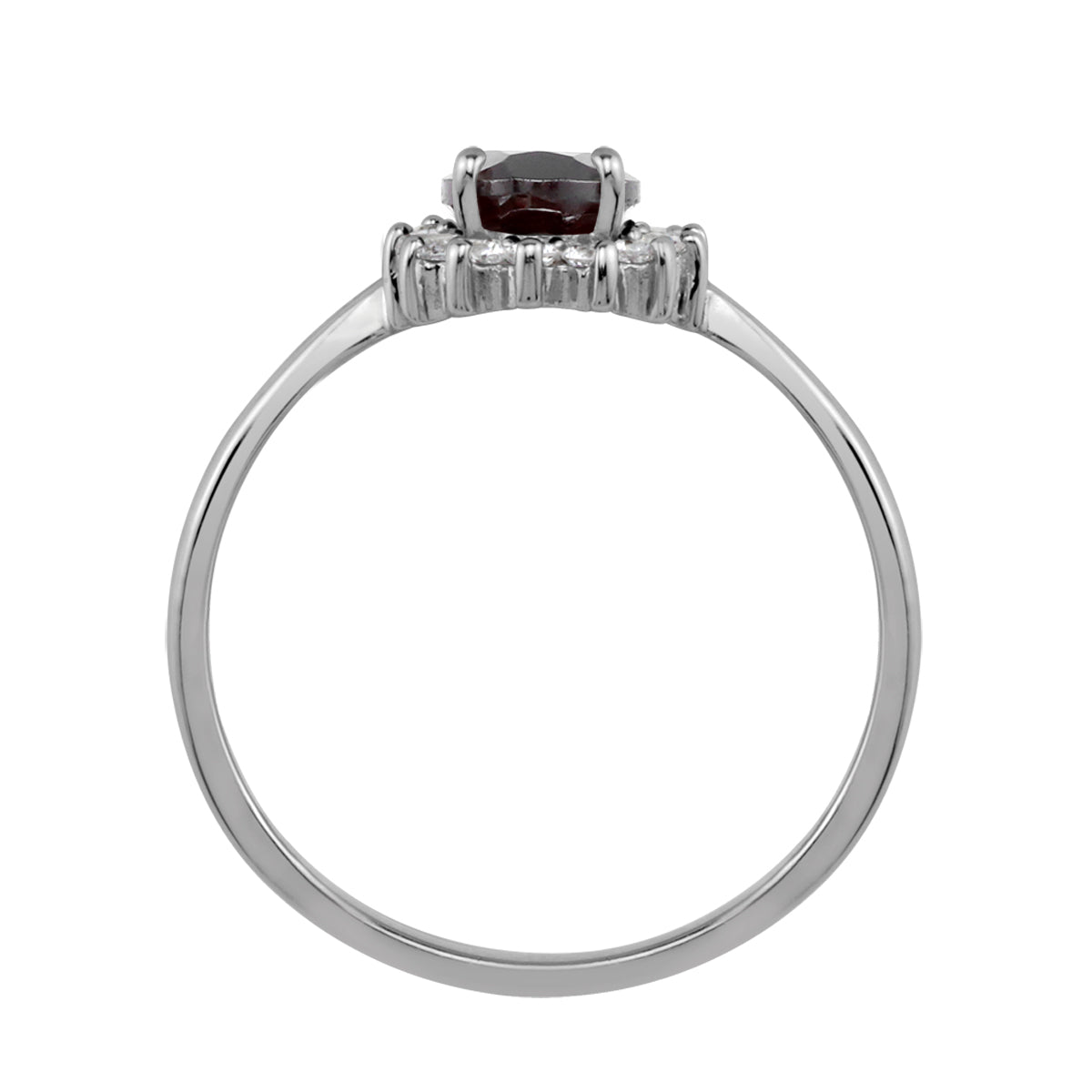 Petite 7X5mm Natural Oval Shape Red Garnet White Gold Plated 925 Sterling Silver Flower Cluster Engagement and Promise Ring January Gemstone Birthstone - Silvershake-store