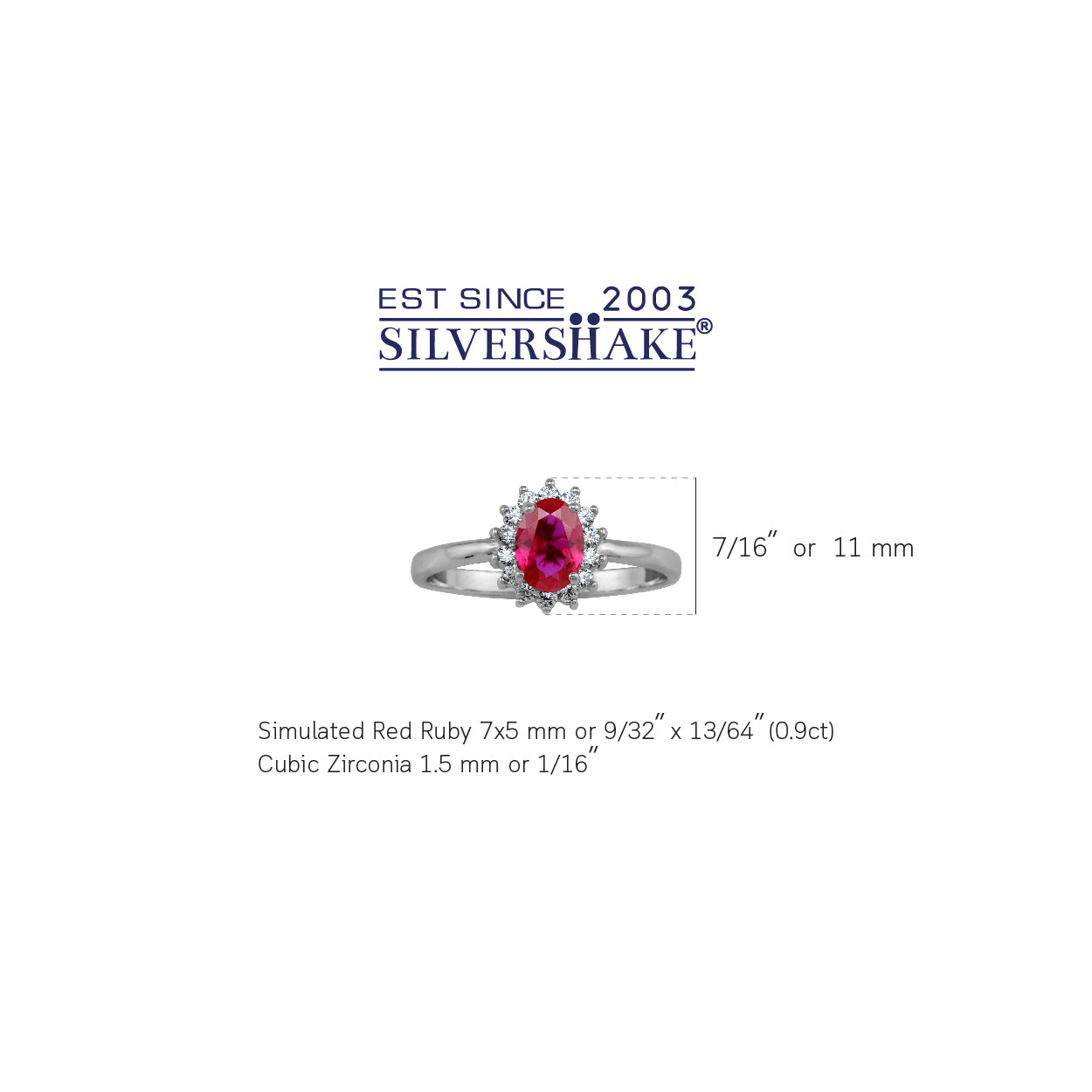 Petite 7X5mm Simulated Oval Shape Red Ruby White Gold Plated 925 Sterling Silver Flower Cluster Engagement and Promise Ring July Gemstone Birthstone - Silvershake-store