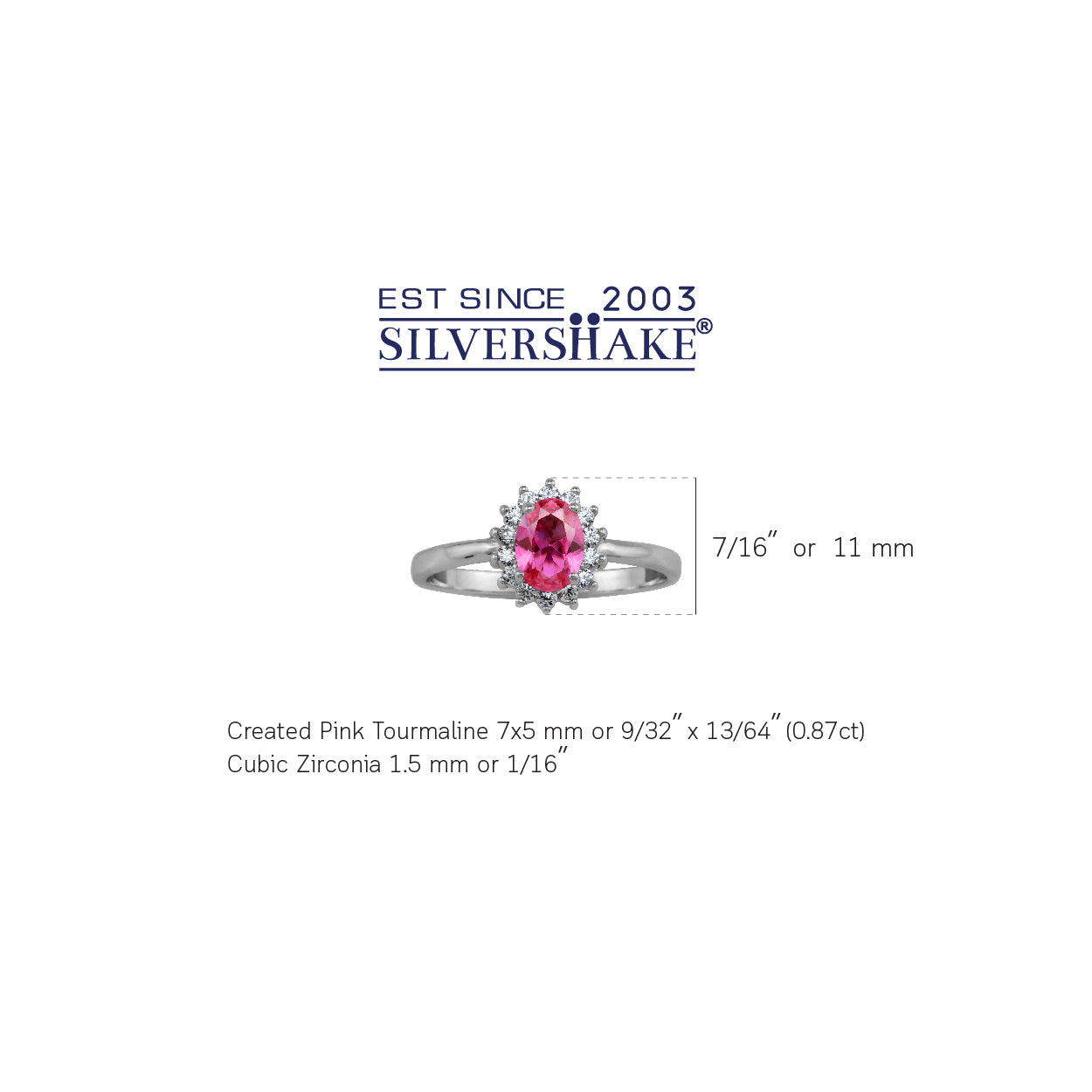 Petite 7X5mm Created Oval Shape Pink Tourmaline White Gold Plated 925 Sterling Silver Flower Cluster Engagement and Promise Ring October Gemstone Birthstone - Silvershake-store