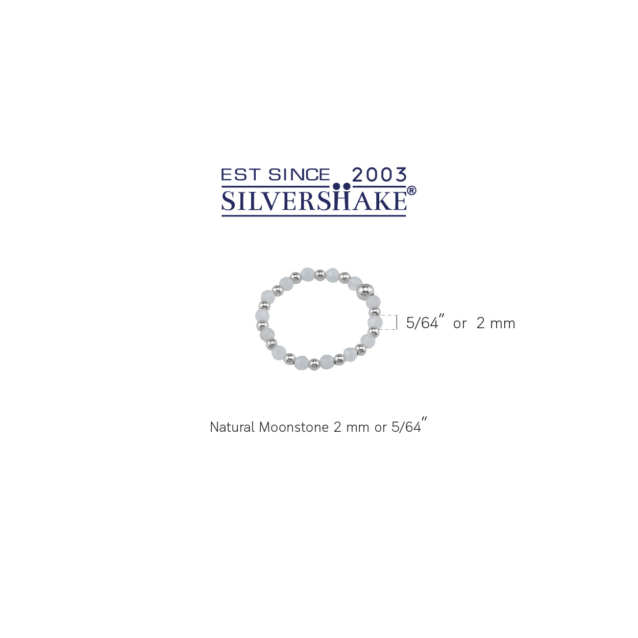 2MM Natural White Moonstone Bead 925 Sterling Silver Minimalist Stack/Stackable Adjustable Ring Jewelry for Women June Gemstone Birthstone - Silvershake-store