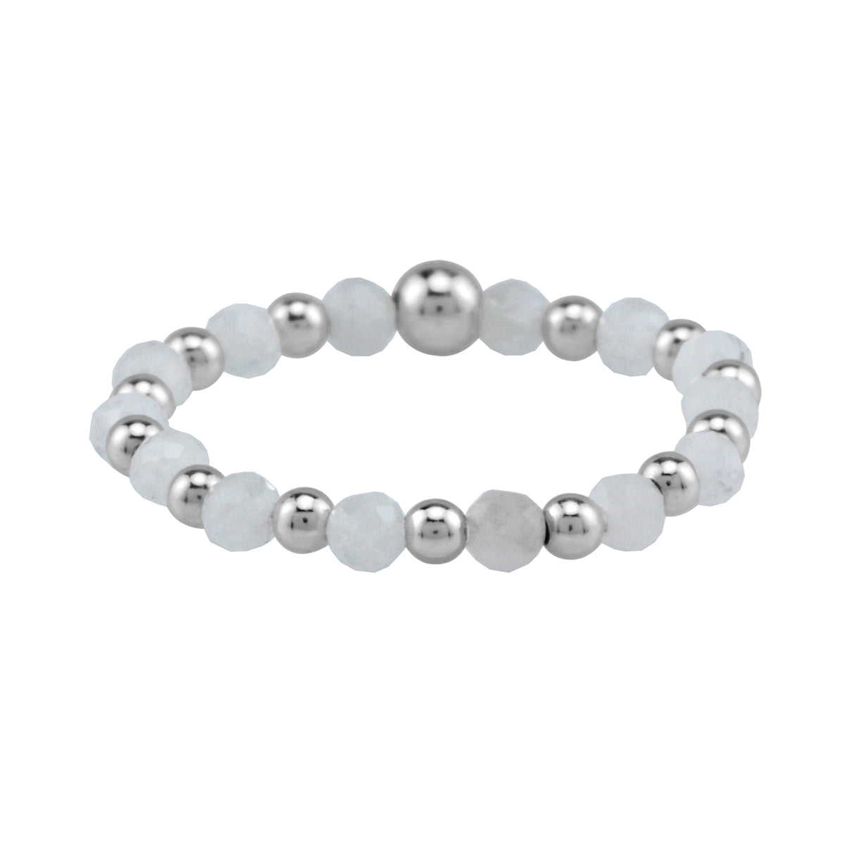 2MM Natural White Moonstone Bead 925 Sterling Silver Minimalist Stack/Stackable Adjustable Ring Jewelry for Women June Gemstone Birthstone - Silvershake-store