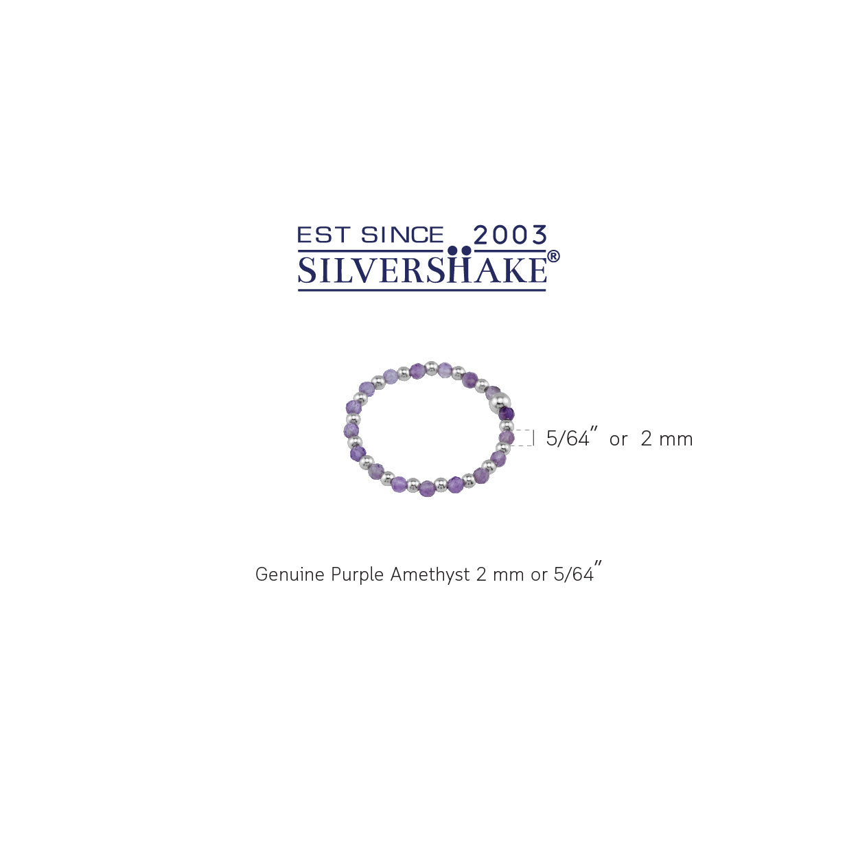 2MM Natural Purple Amethyst Gemstone Bead 925 Sterling Silver Minimalist Stack/Stackable Adjustable Ring Jewelry for Women February Birthstone - Silvershake-store