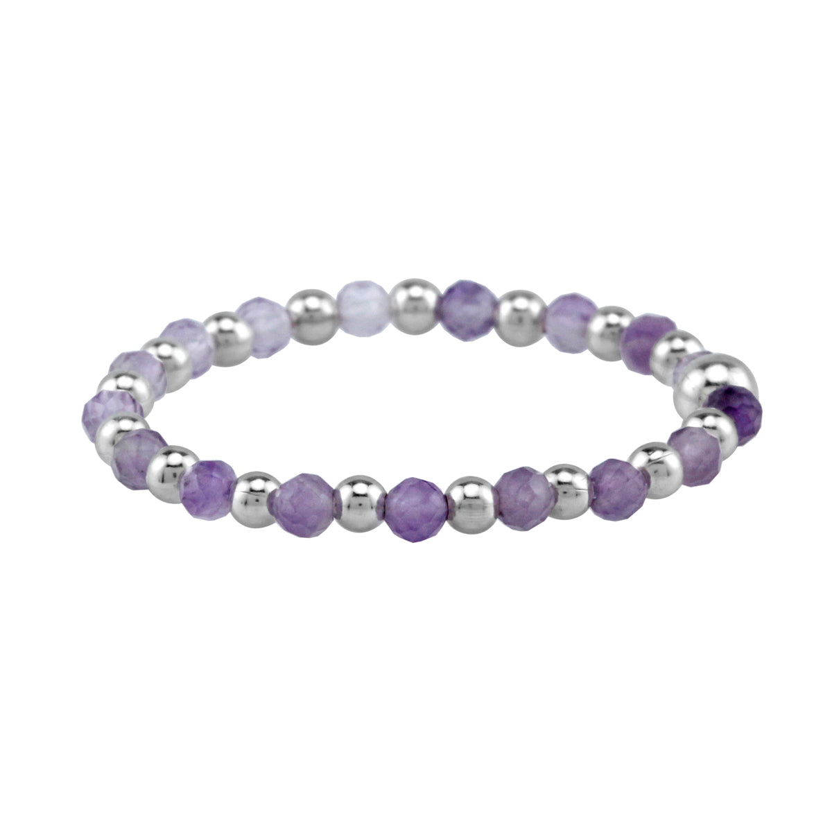 2MM Natural Purple Amethyst Gemstone Bead 925 Sterling Silver Minimalist Stack/Stackable Adjustable Ring Jewelry for Women February Birthstone - Silvershake-store