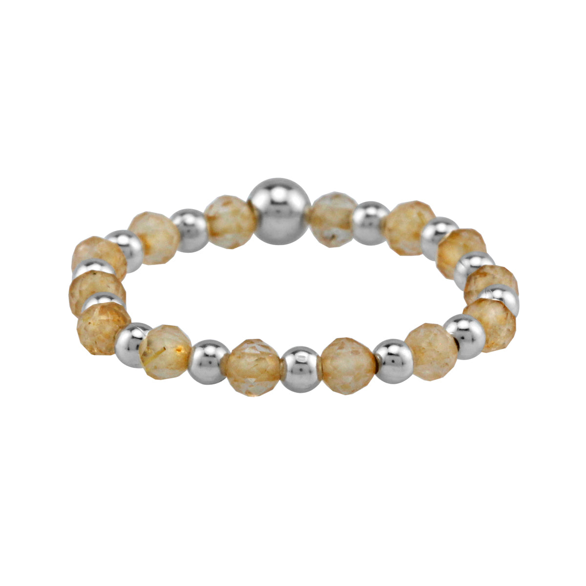2MM Natural Yellow Citrine Gemstone Bead 925 Sterling Silver Minimalist Stack/Stackable Adjustable Ring Jewelry for Women November Birthstone - Silvershake-store