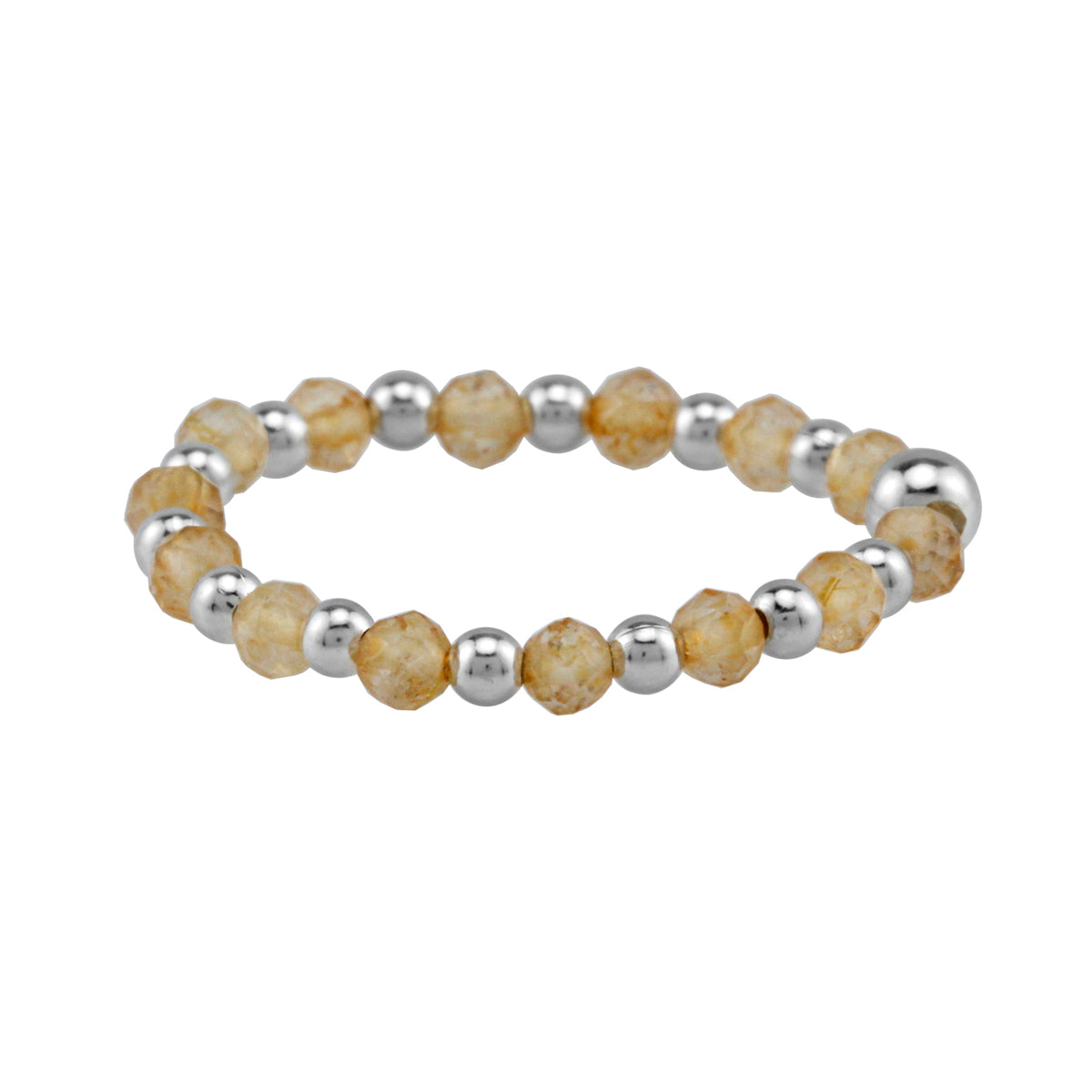 2MM Natural Yellow Citrine Gemstone Bead 925 Sterling Silver Minimalist Stack/Stackable Adjustable Ring Jewelry for Women November Birthstone - Silvershake-store