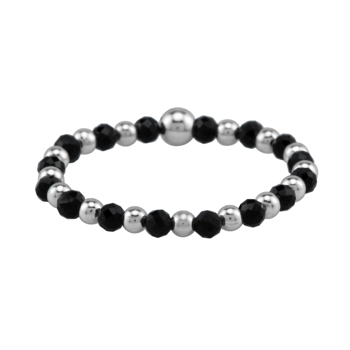 2MM Natural Black Spinel Gemstone Bead 925 Sterling Silver Minimalist Stack/Stackable Adjustable Ring Jewelry for Women - Silvershake-store