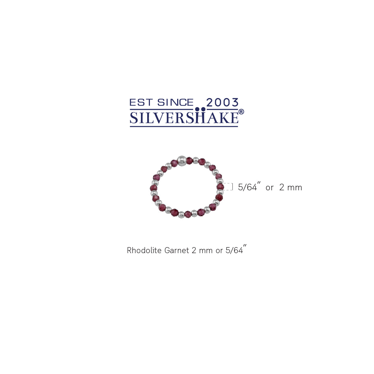 2MM Natural Rhodolite Garnet Gemstone Bead 925 Sterling Silver Minimalist Stack/Stackable Adjustable Ring Jewelry for Women - Silvershake-store