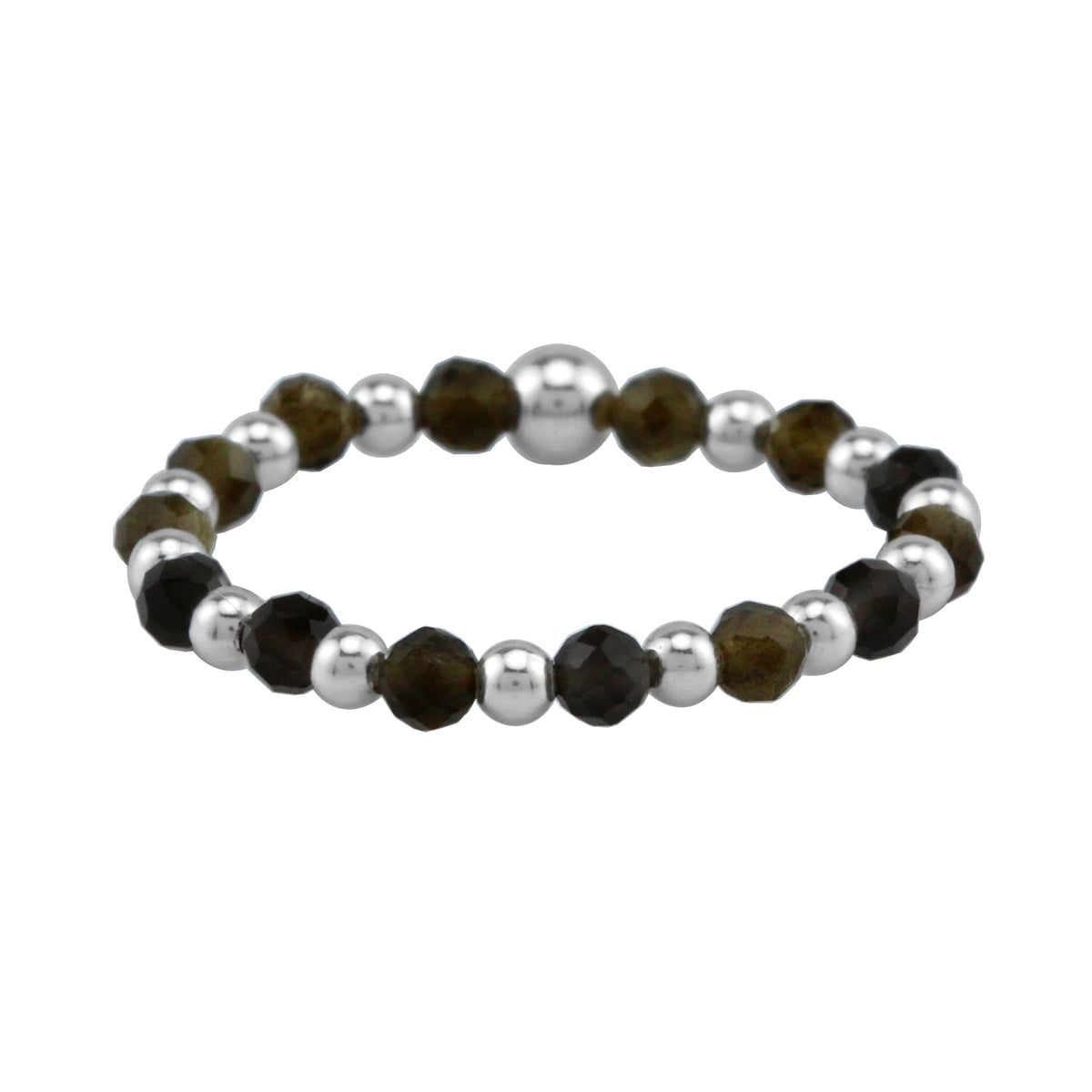 2MM Natural Golden Obsidian Gemstone Bead 925 Sterling Silver Minimalist Stack/Stackable Adjustable Ring Jewelry for Women - Silvershake-store