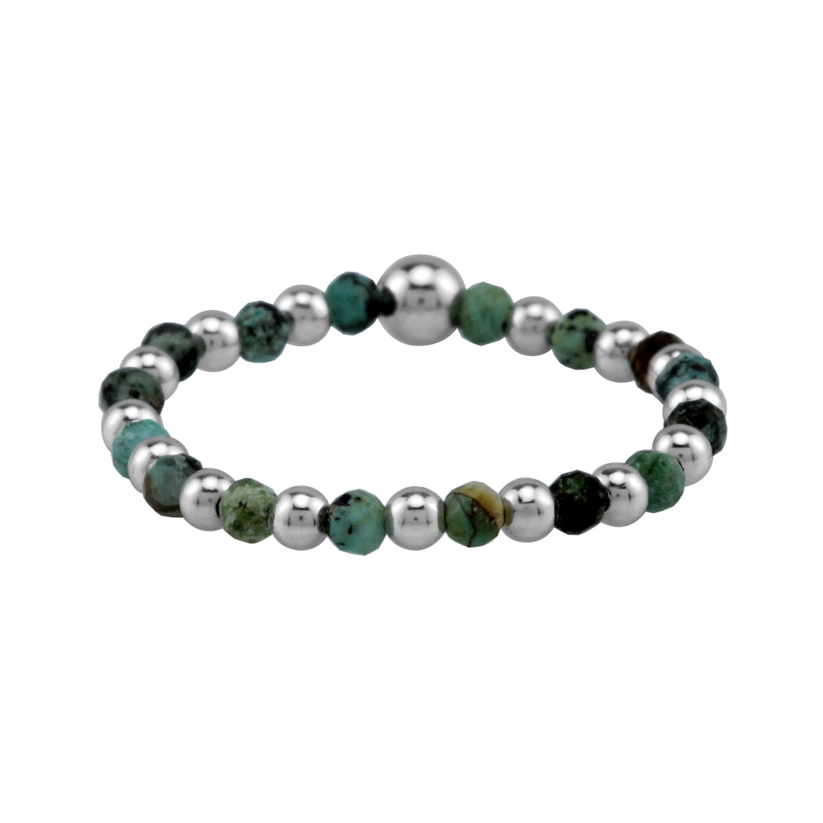 2MM Compressed Turquoise Gemstone Bead 925 Sterling Silver Minimalist Stack/Stackable Adjustable Ring Jewelry for Women - Silvershake-store