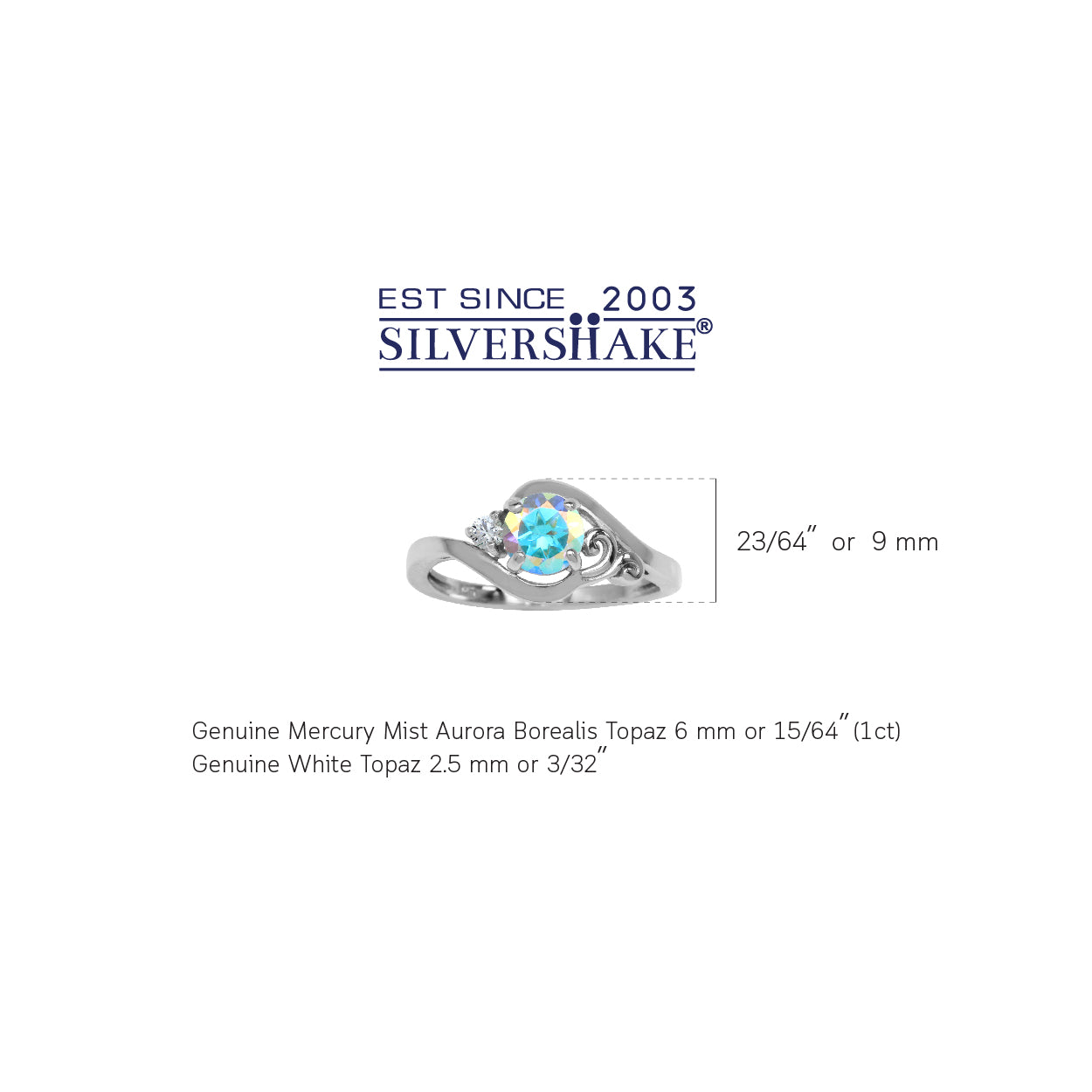 Genuine Mercury Mist Aurora Borealis (AB) Topaz 925 Sterling Silver Engagement Promise Gemstone Ring  for Women - Silvershake-store