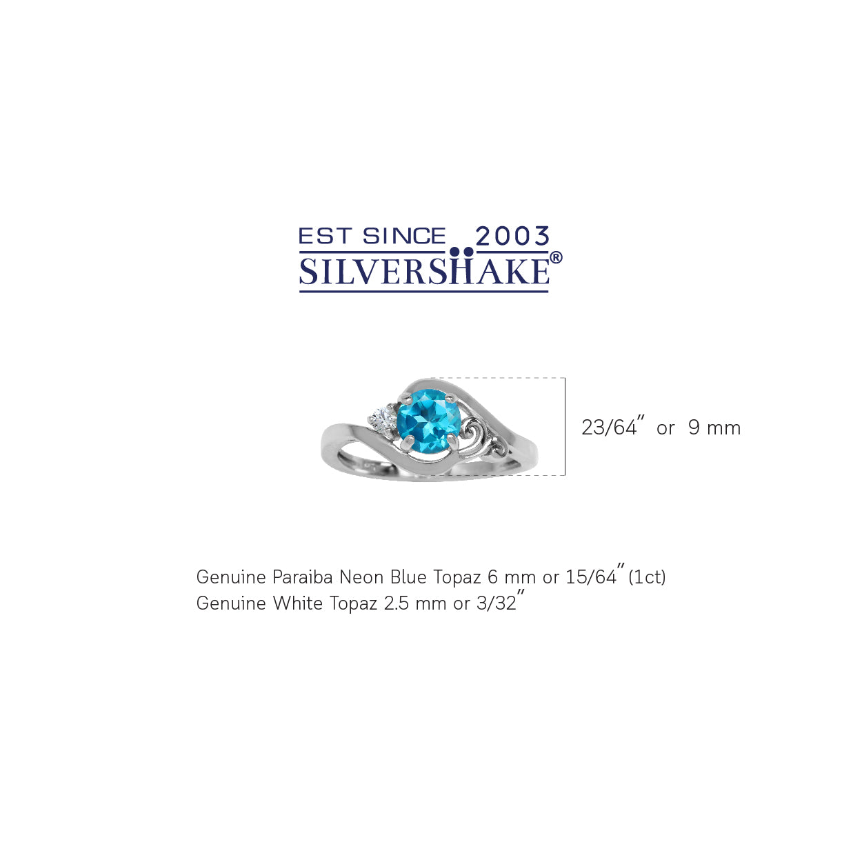 Genuine Paraiba Neon Blue Topaz 925 Sterling Silver Engagement Promise Gemstone Ring  for Women - Silvershake-store