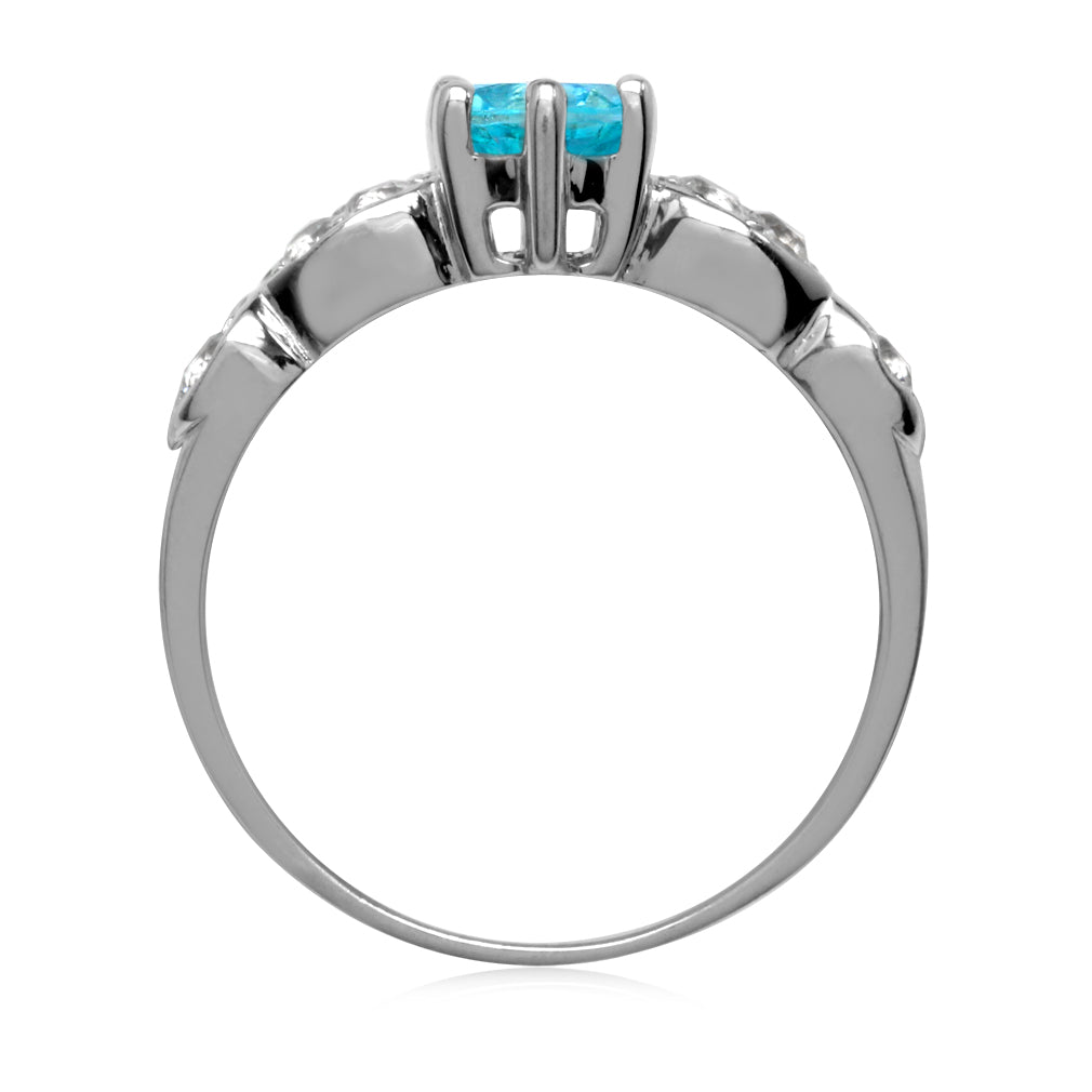 Genuine Paraiba Neon Blue Topaz White Gold Plated 925 Sterling Silver Engagement Gemstone Ring  for Women - Silvershake-store