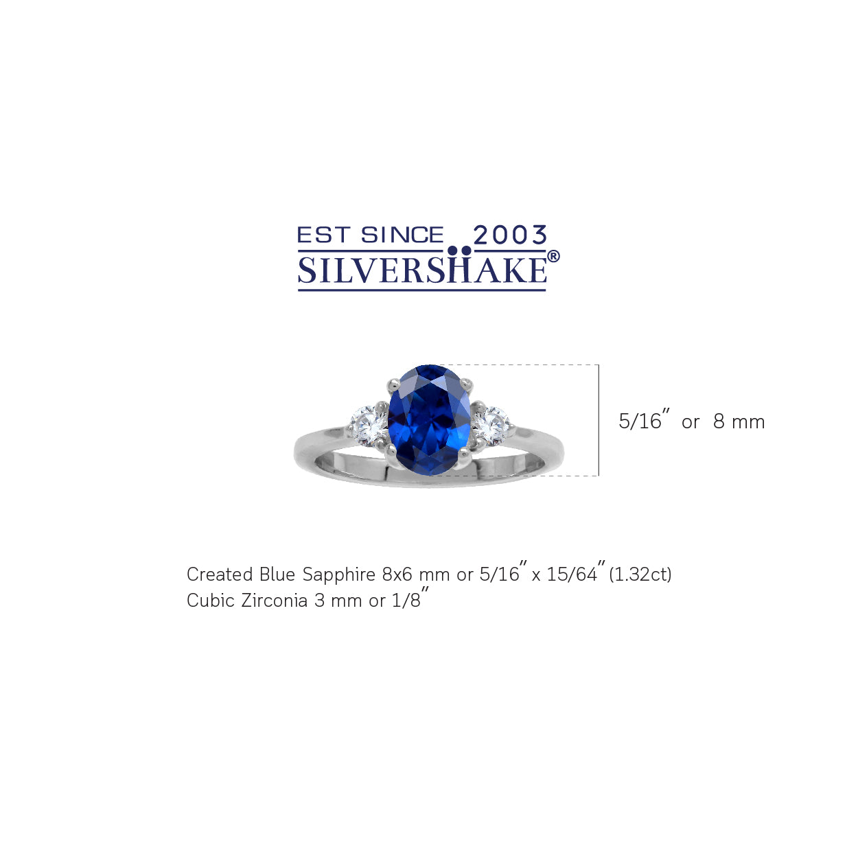 8X6mm Created Oval Shape Blue Sapphire 925 Sterling Silver Engagement Ring September Gemstone Birthstone - Silvershake-store