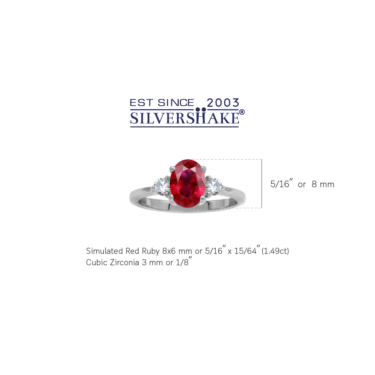 8X6mm Simulated Oval Shape Red Ruby 925 Sterling Silver Engagement Ring July Gemstone Birthstone - Silvershake-store