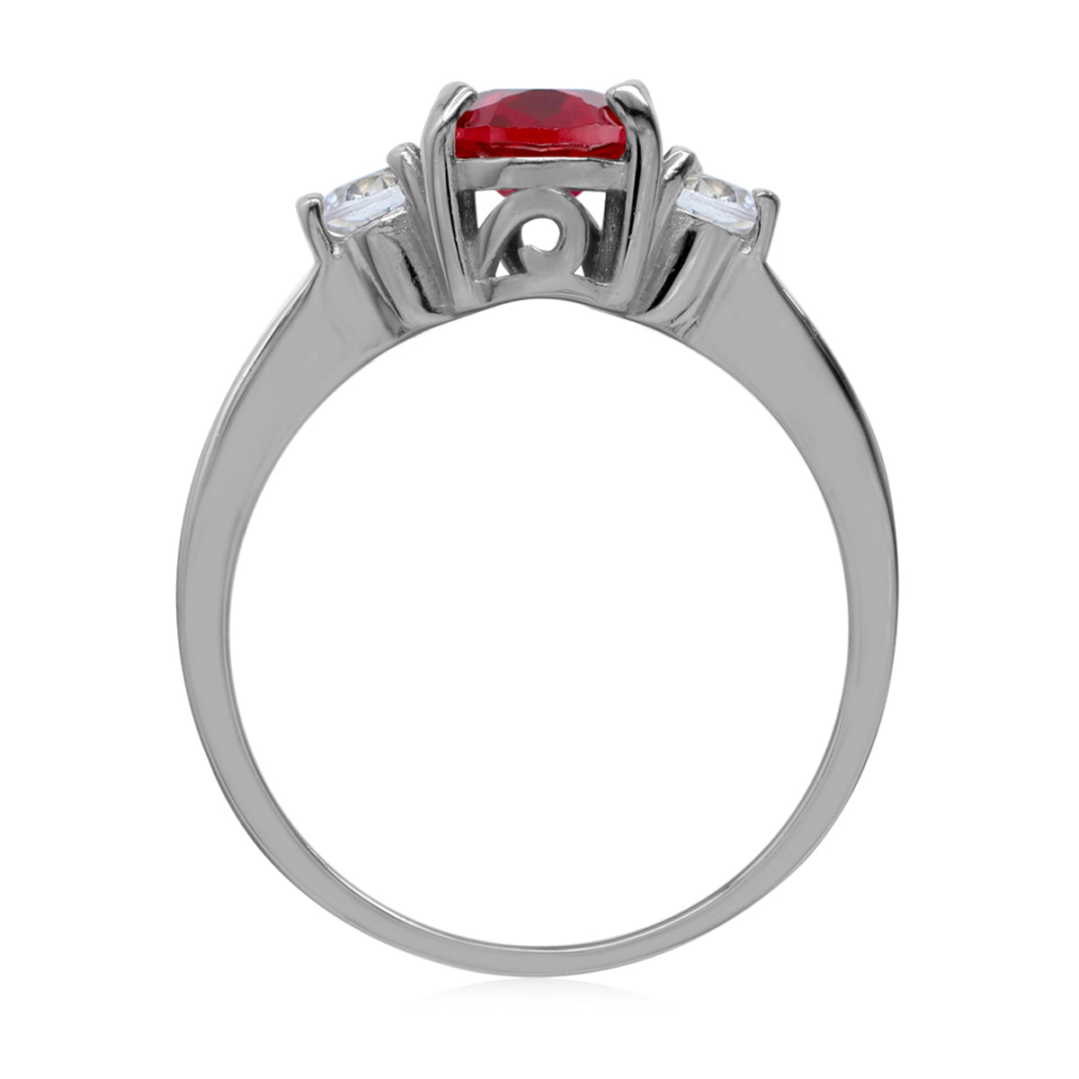 8X6mm Simulated Oval Shape Red Ruby 925 Sterling Silver Engagement Ring July Gemstone Birthstone - Silvershake-store